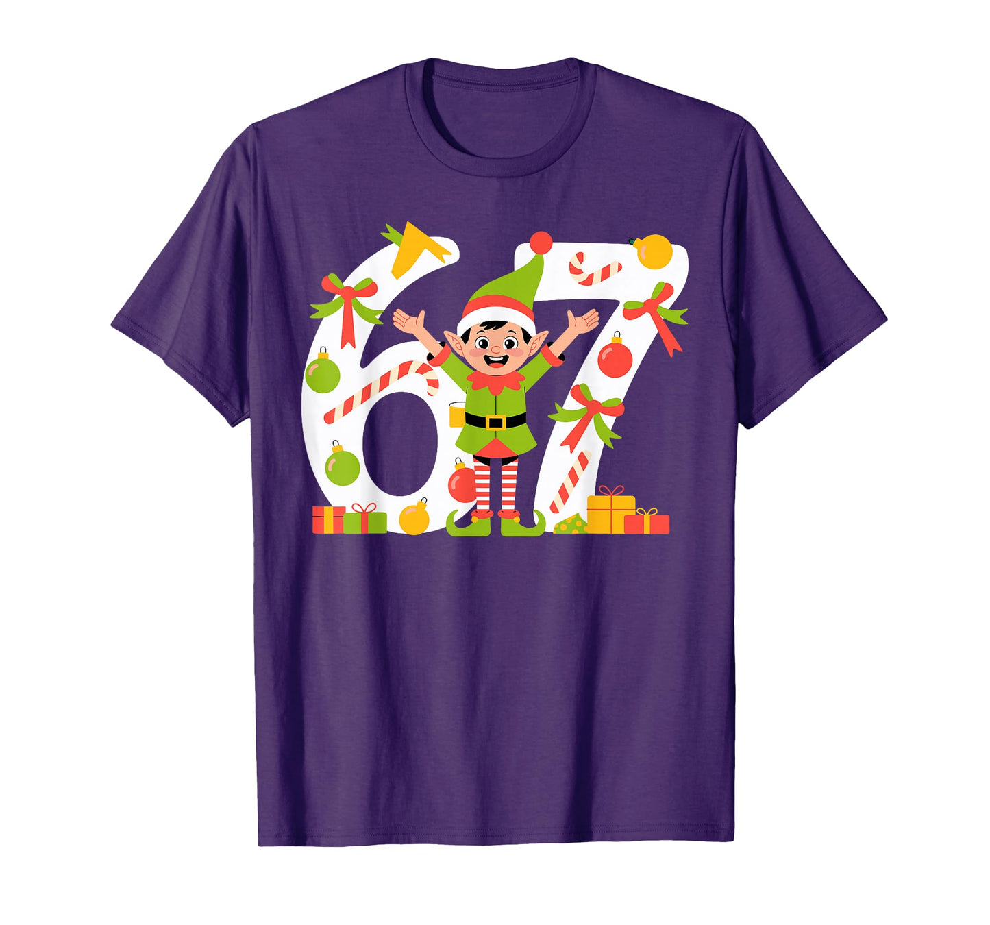 67 Christmas 6 7 Meme Elf Gen Alpha Six Seven 6-7 T-Shirt