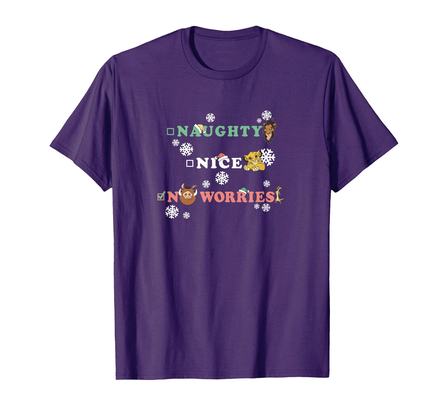 Disney Lion King Naughty, Nice , No Worries List T-Shirt