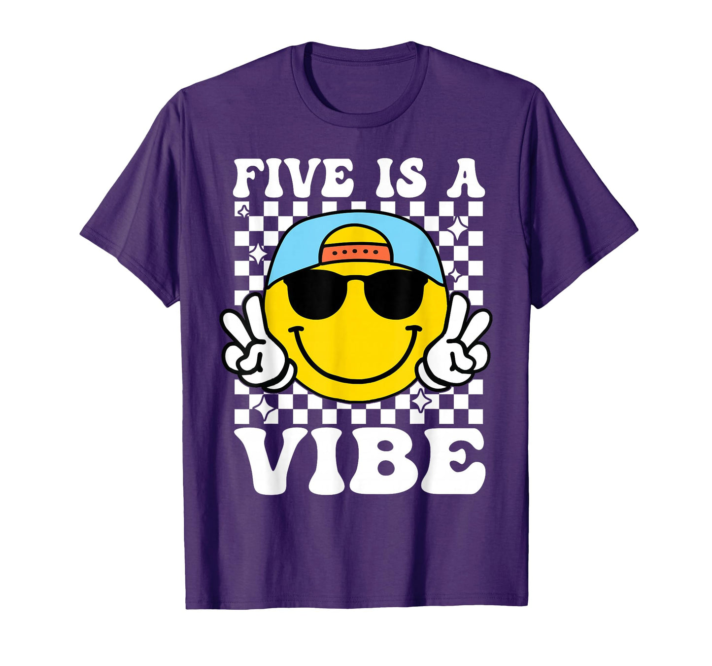 Five Is A Vibe 5th Birthday Groovy Boys Girls 5 Years Old T-Shirt