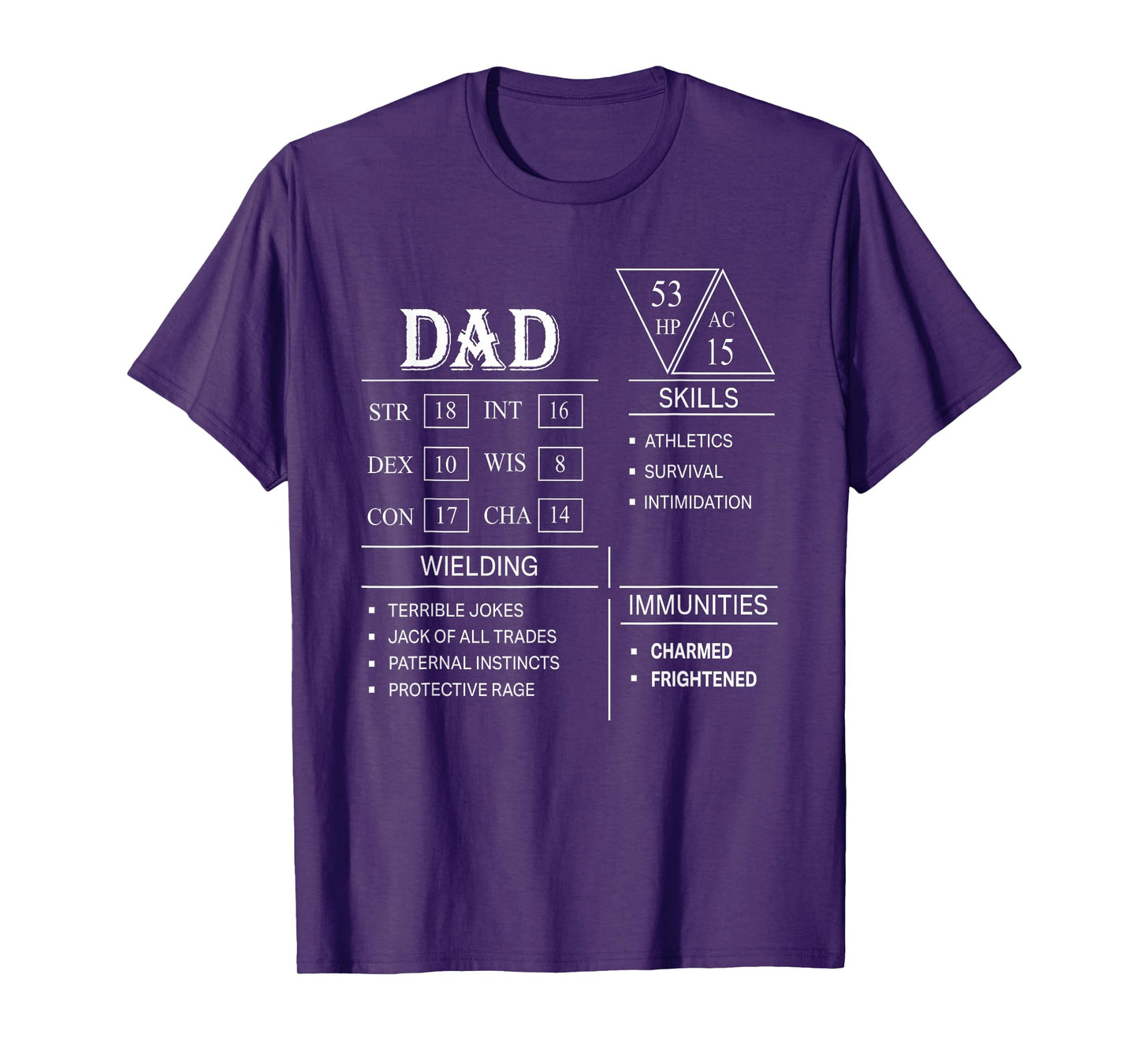 Roleplaying Dice Gamer Dragon Dad Stat Skills Wielding T-Shirt