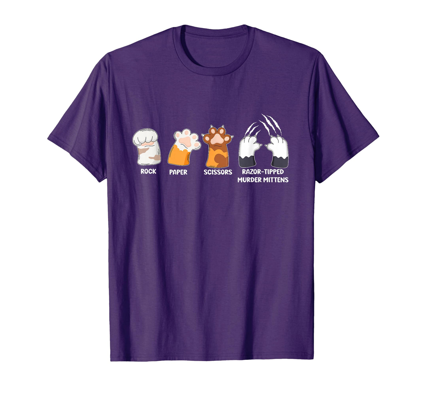 Rock Paper Scissors Razor Tipped Murder Mittens Fun Cat paws T-Shirt
