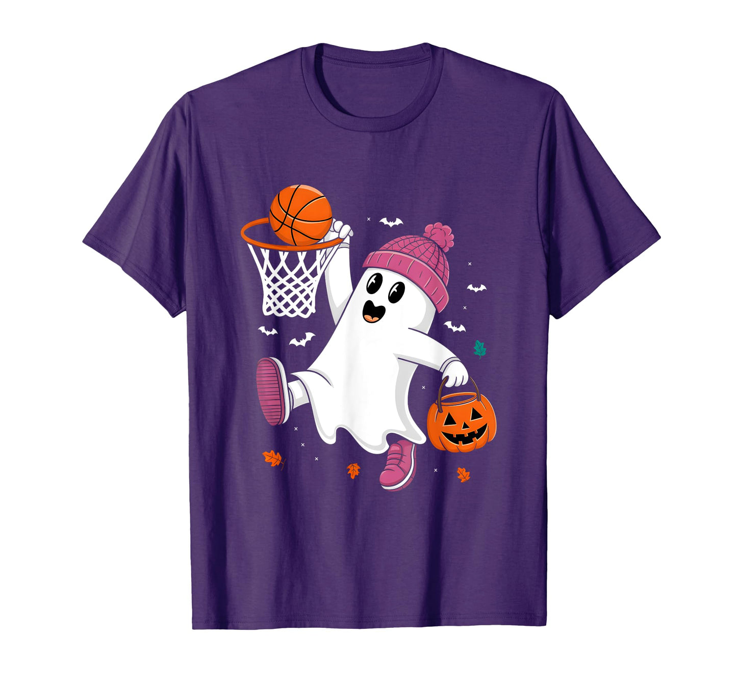 Funny Halloween Ghost Dunking Basketball Costume Boys Kids T-Shirt