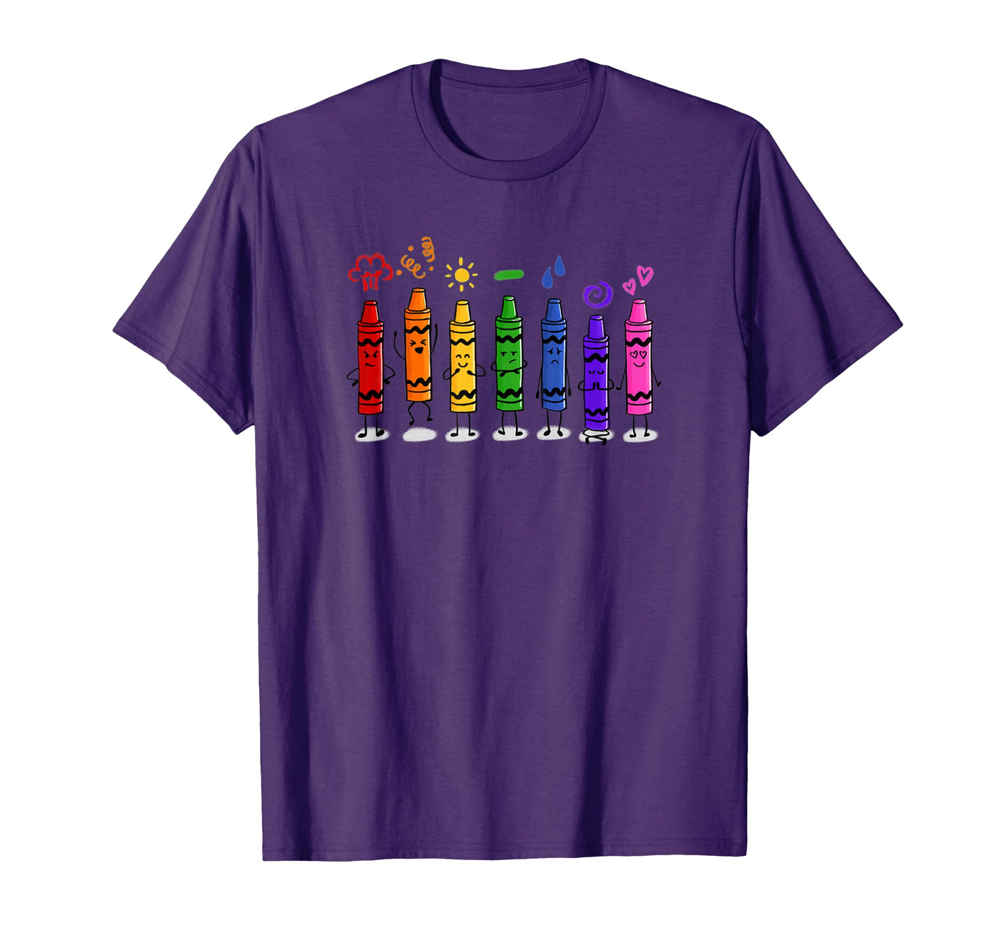 Colorful Color Crayon Attitudes Emotions of the Rainbow T-Shirt