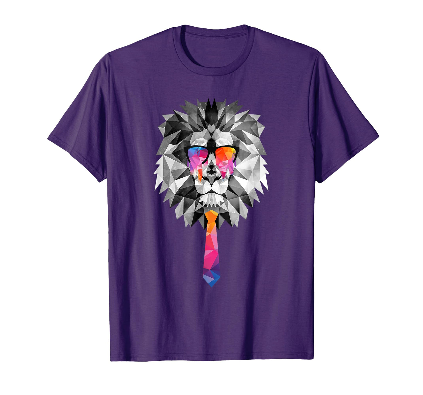 Lion Head T-Shirt with Sunglasses Geometric Low Poly T-Shirt