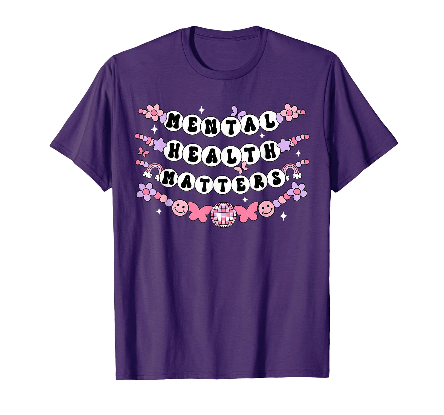 Mental Health Matters Groovy Friendship Bracelet Self Love T-Shirt