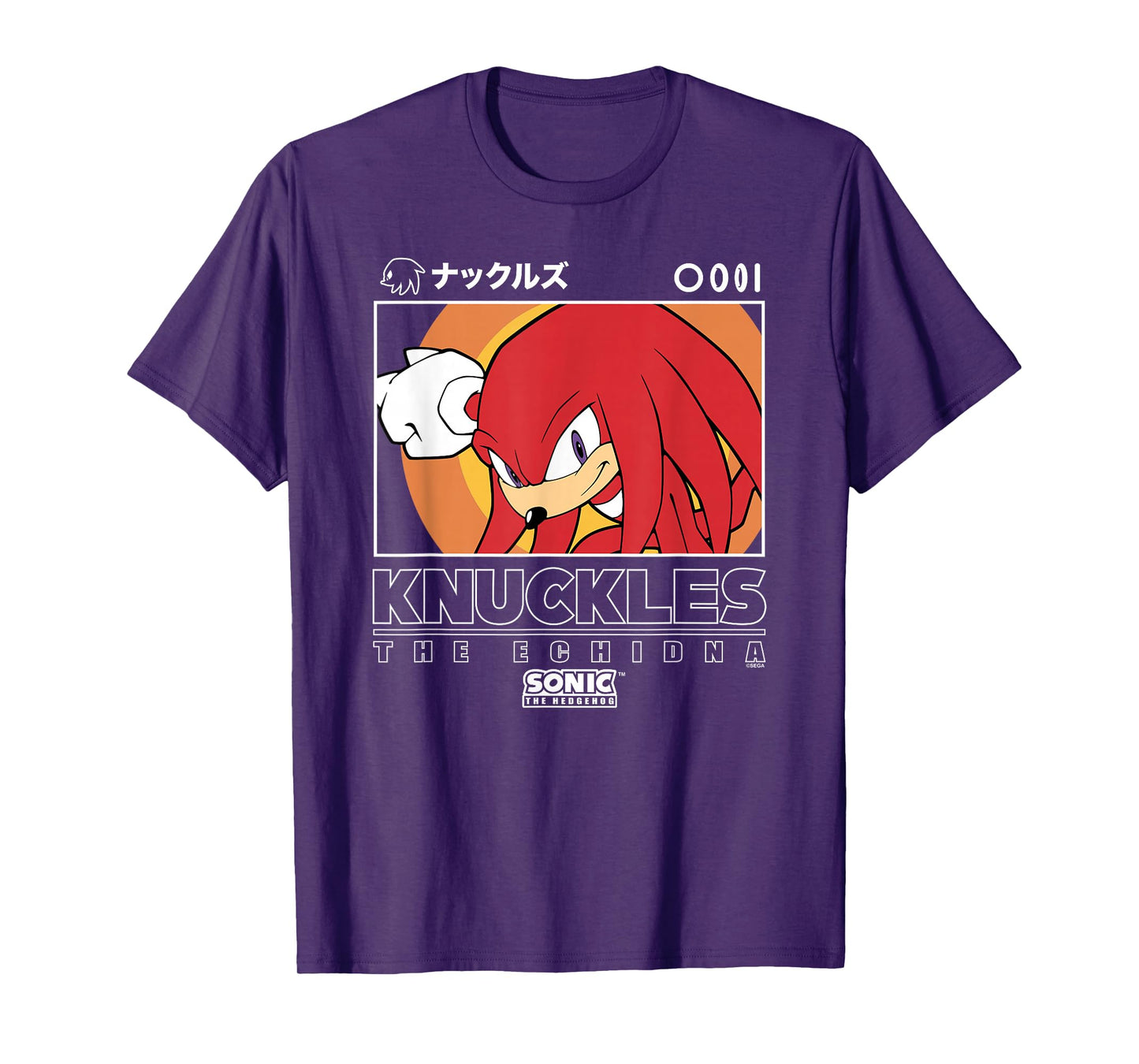 Sonic The Hedgehog Knuckles Iconic Kanji Chest Big Portrait T-Shirt