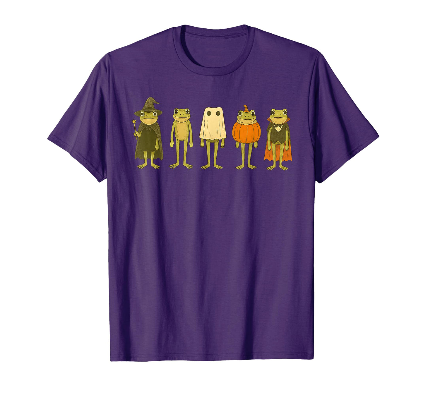 Cute Kawaii Frog Halloween Ghosts Funny Ghost Pumpkin Witch T-Shirt