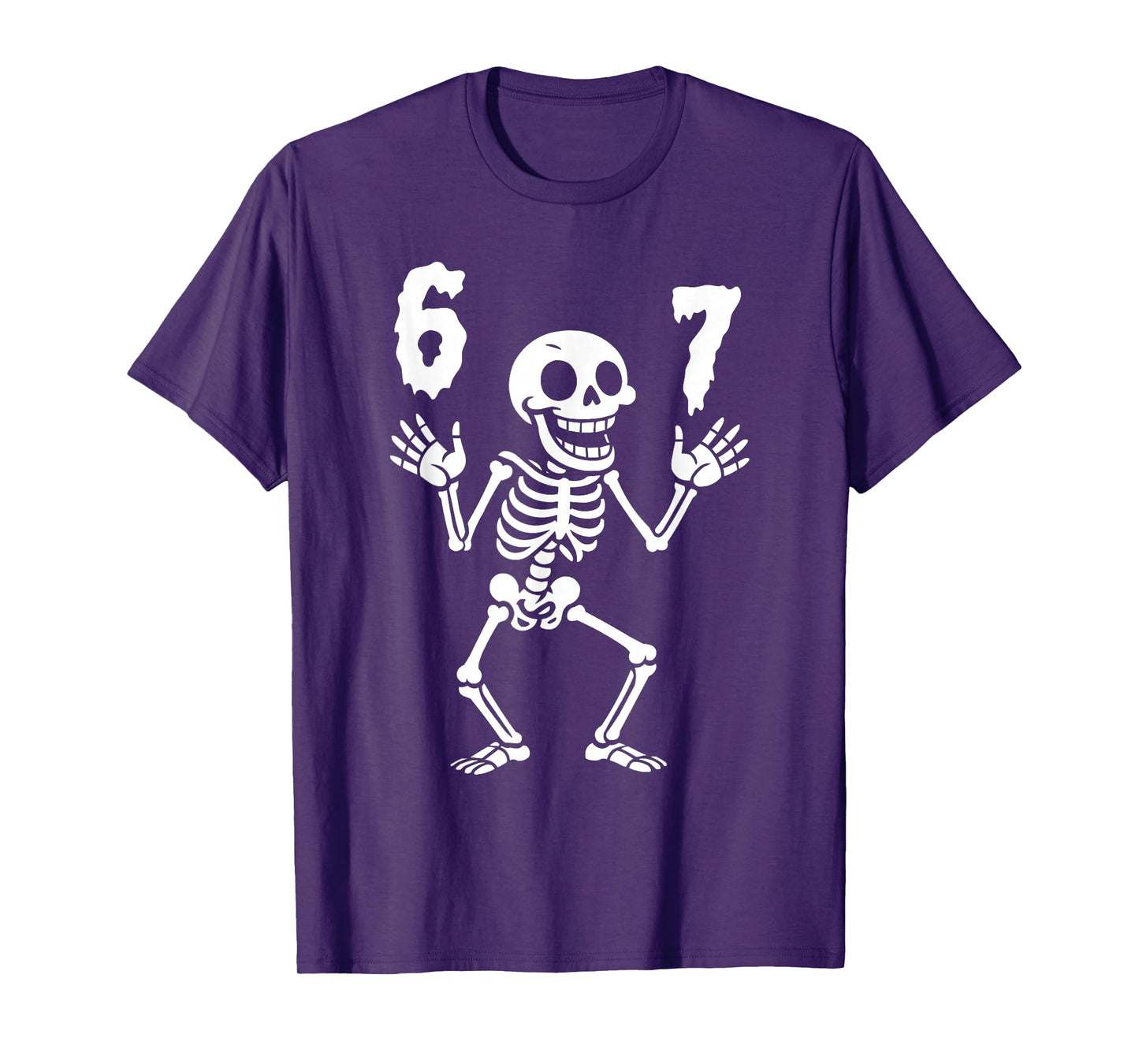 Funny Six Seven Skeleton Halloween 6 7 Meme T-Shirt