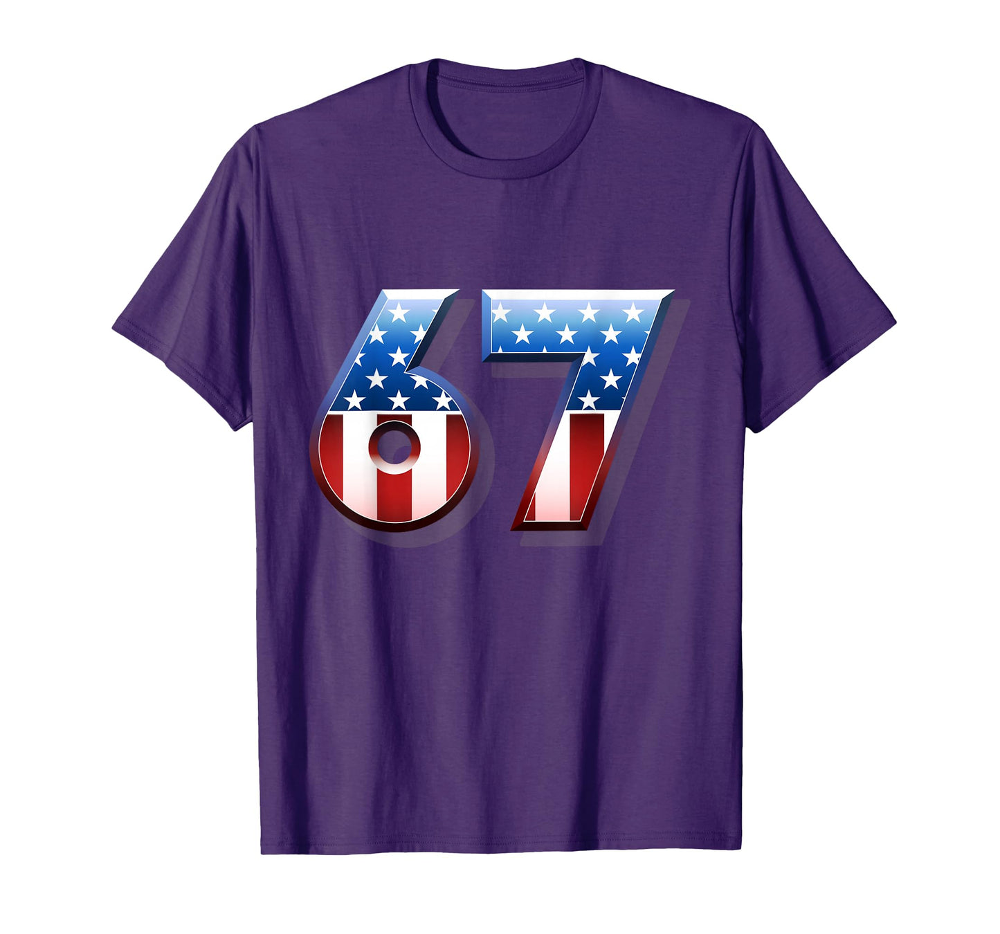USA Flag 67 Meme Six Seven Slang 67th Birthday Adult Kids T-Shirt