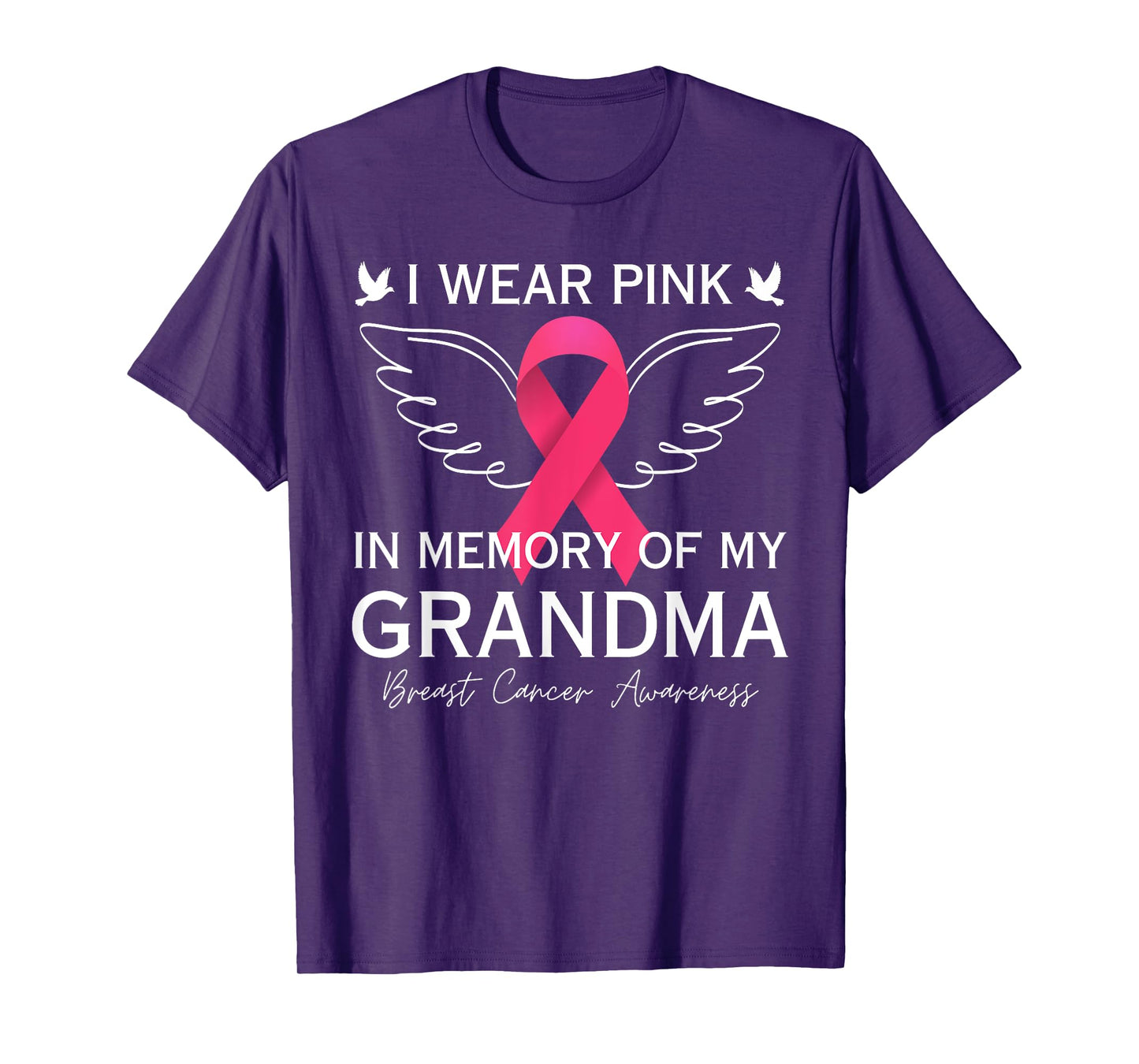 I Wear Pink In Memory Of My Grandma Angel In Heaven Memory T-Shirt