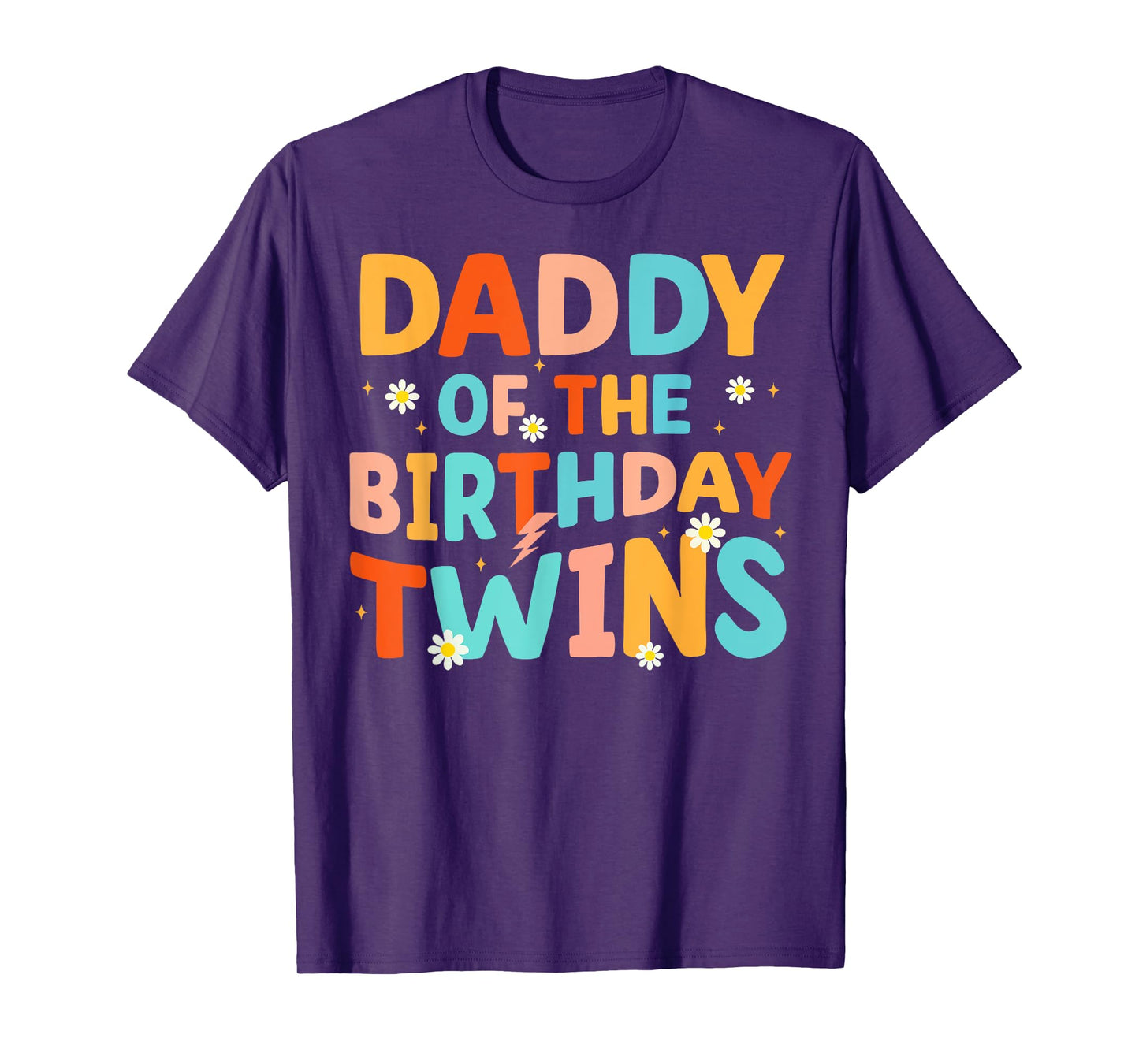 Daddy Of The Birthday Twins Kids Party Retro Bday T-Shirt