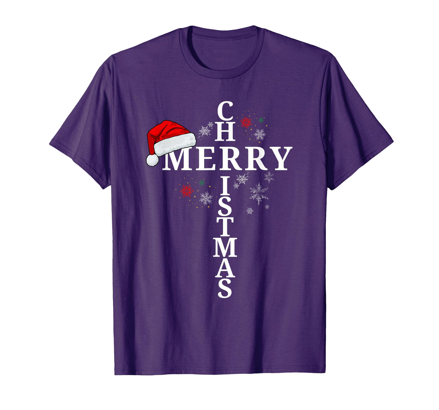Funny Merry Christmas Xmas Cross Christian Snow T-Shirt