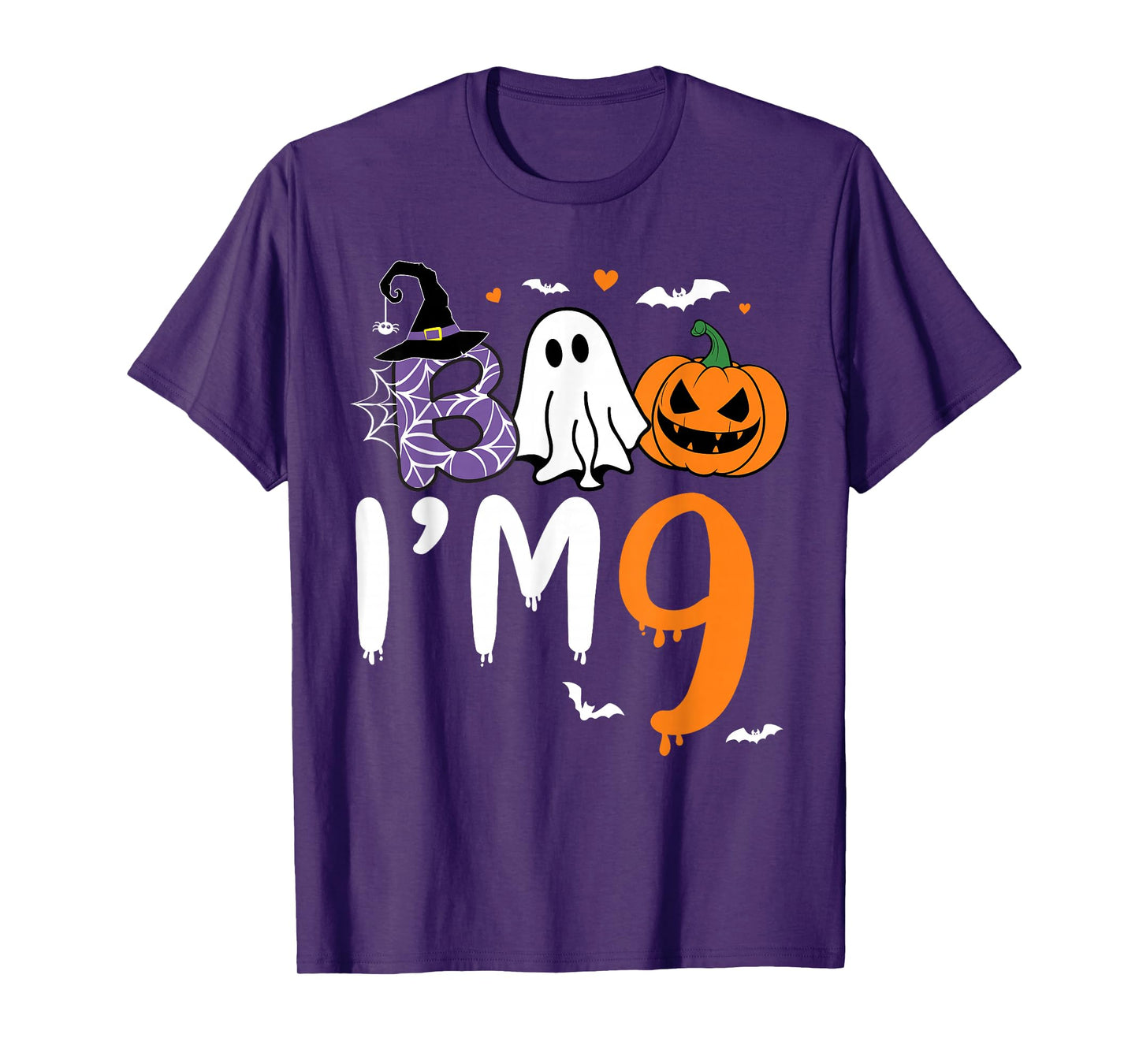 Boo I'm 9 Year Old Ghost 9th Birthday Boy Halloween Costume T-Shirt