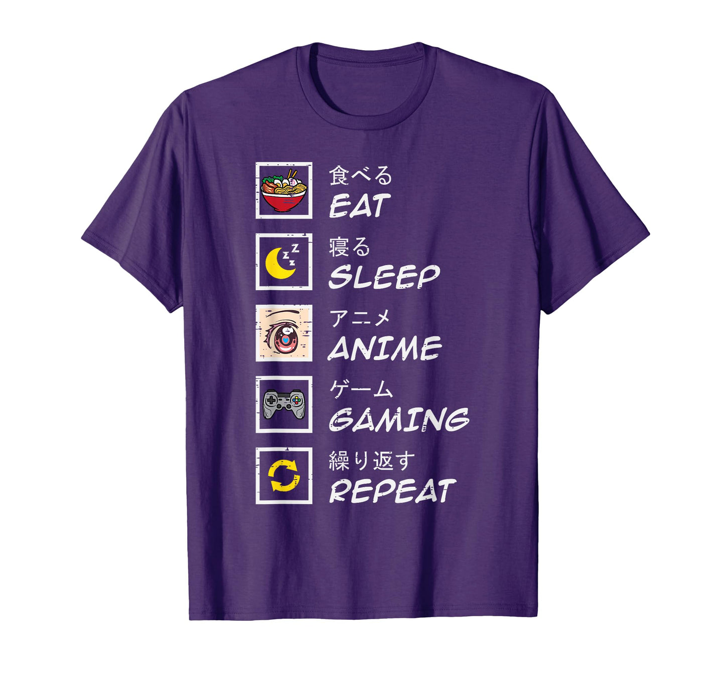 Eat Sleep Anime Gaming Repeat Gamer Teen Boys Girls Kids T-Shirt