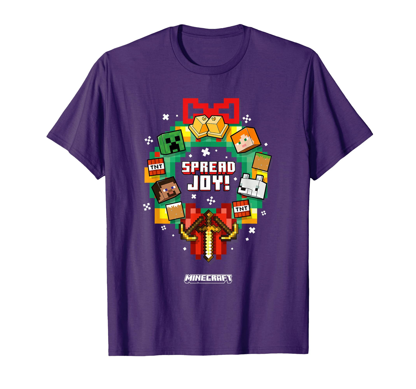 Minecraft Christmas Spread Joy! Xmas Crown Group Shot T-Shirt
