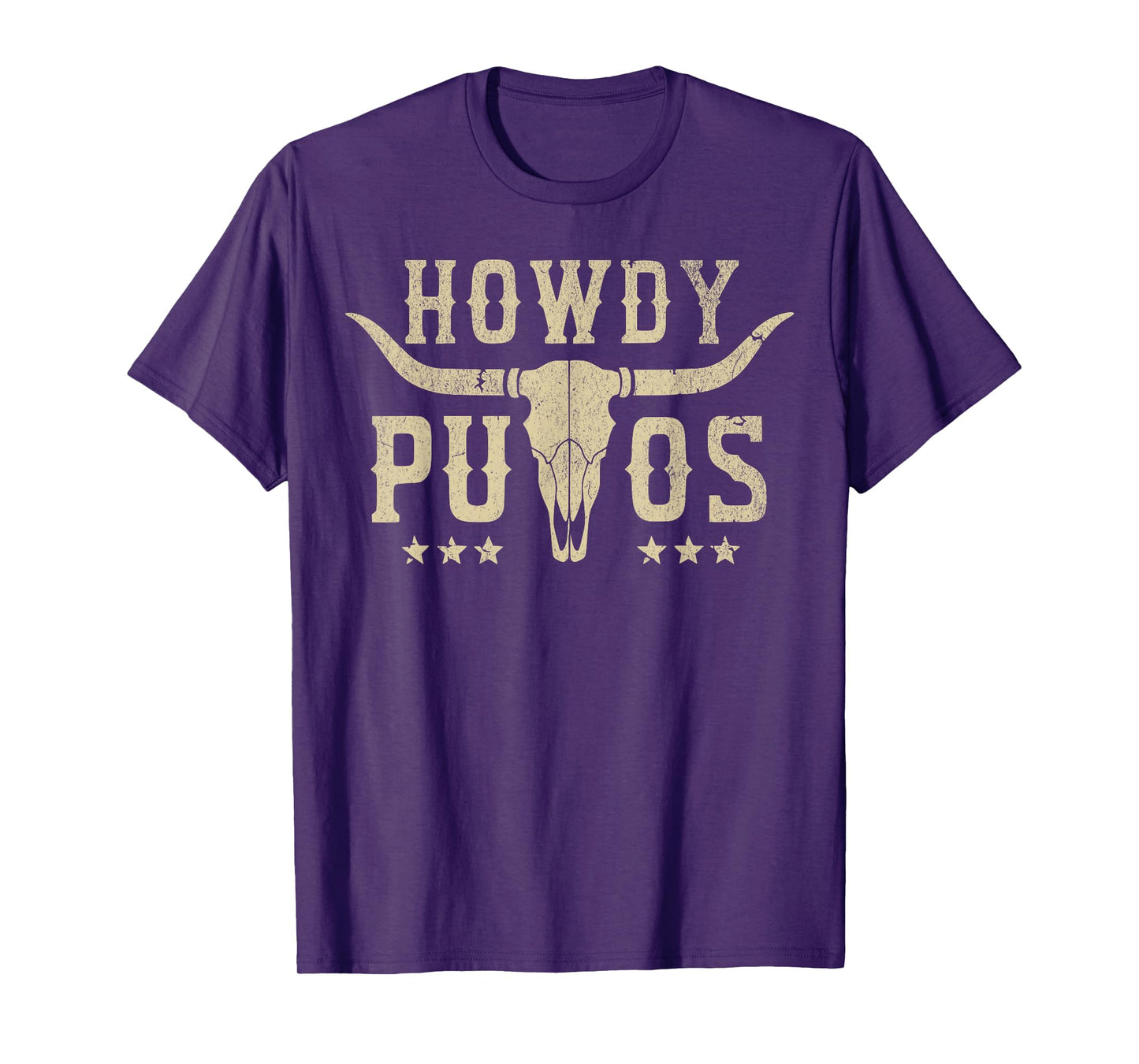 Howdy Putos Bull Skull Country Cowboy Skull Retro Vinntage T-Shirt