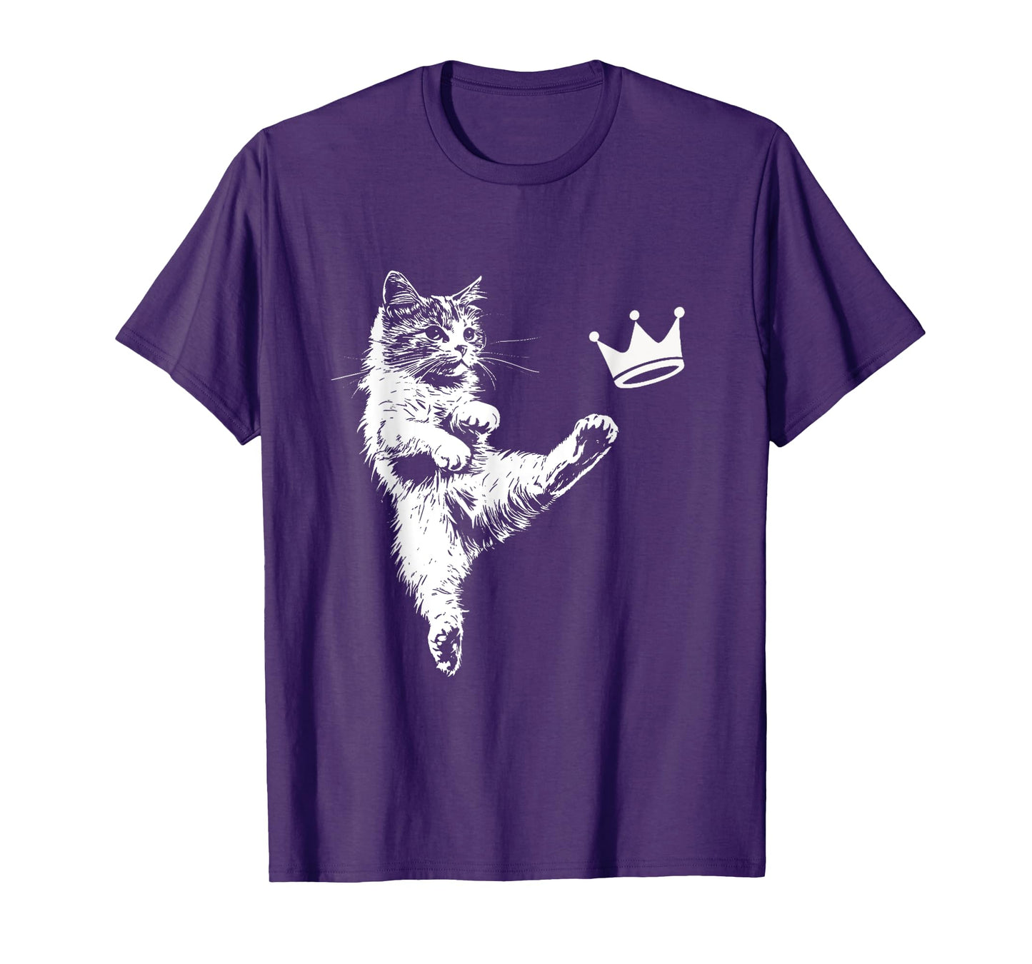 No Kings In America Cat Funny Cat Kicking Crown Men Women T-Shirt