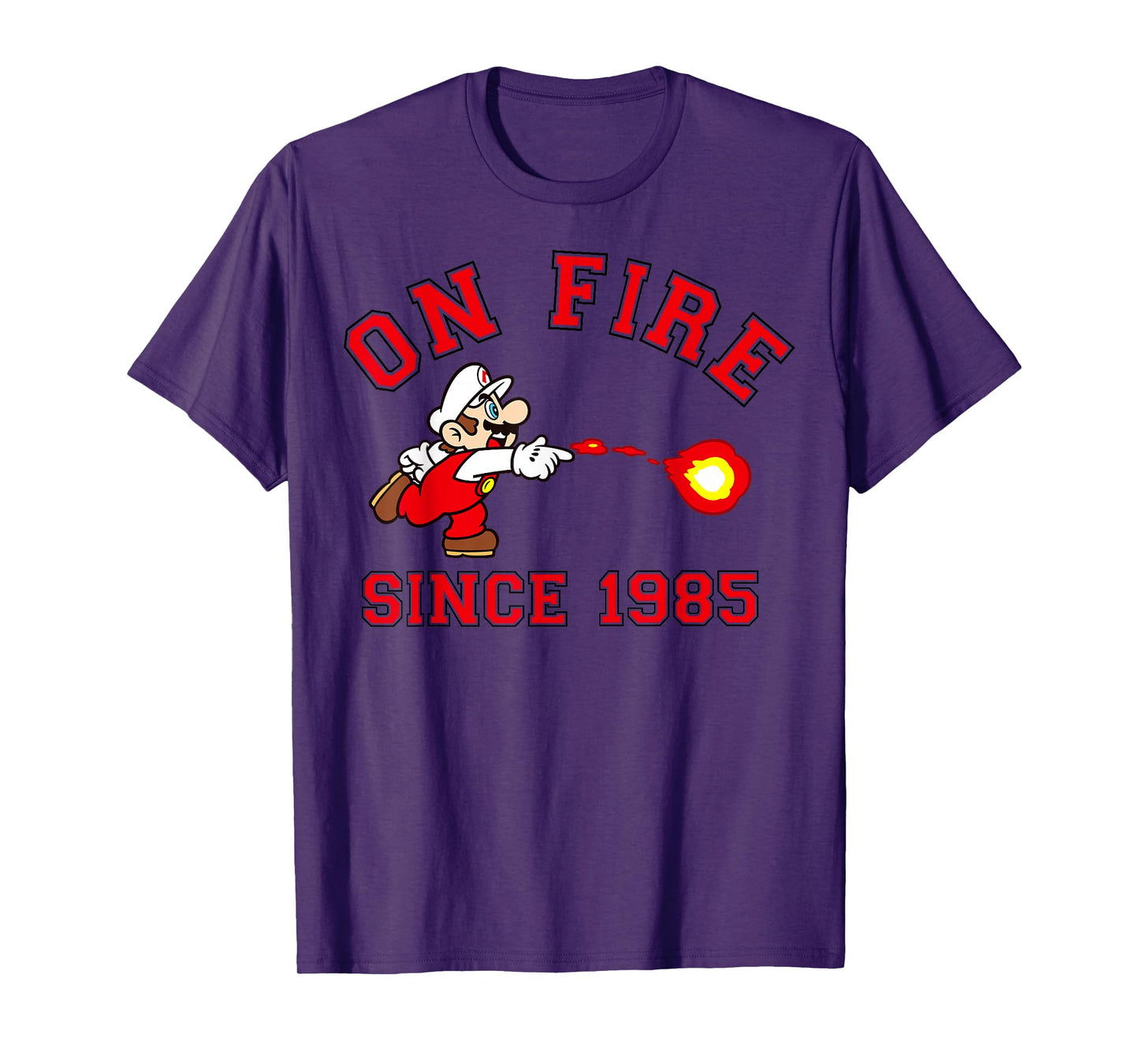 Super Mario Bros On Fire Since 1985 Red Text Collegiate T-Shirt