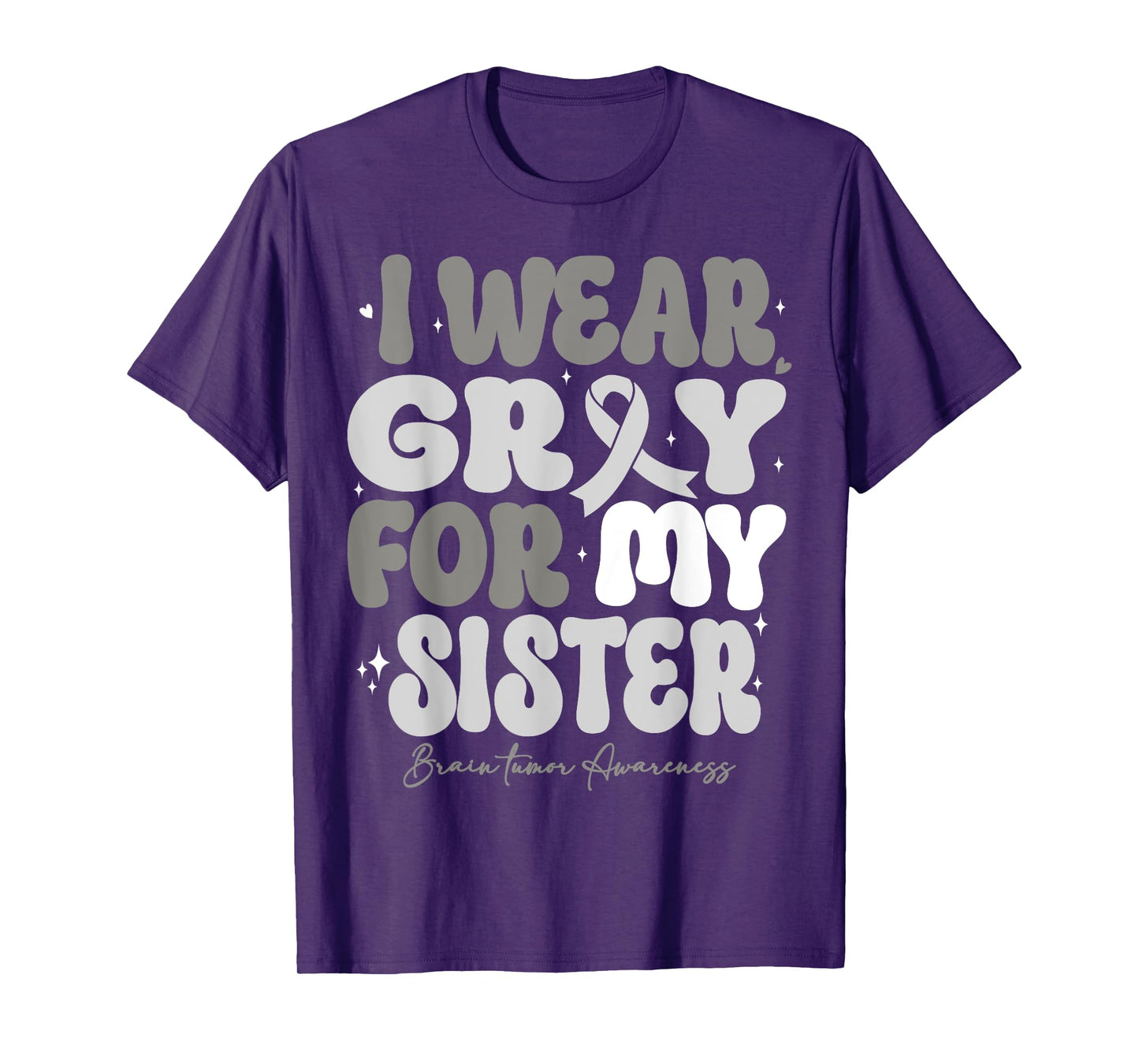 I Wear Gray For My Sister Brain Tumor Awareness Ribbon Retro T-Shirt