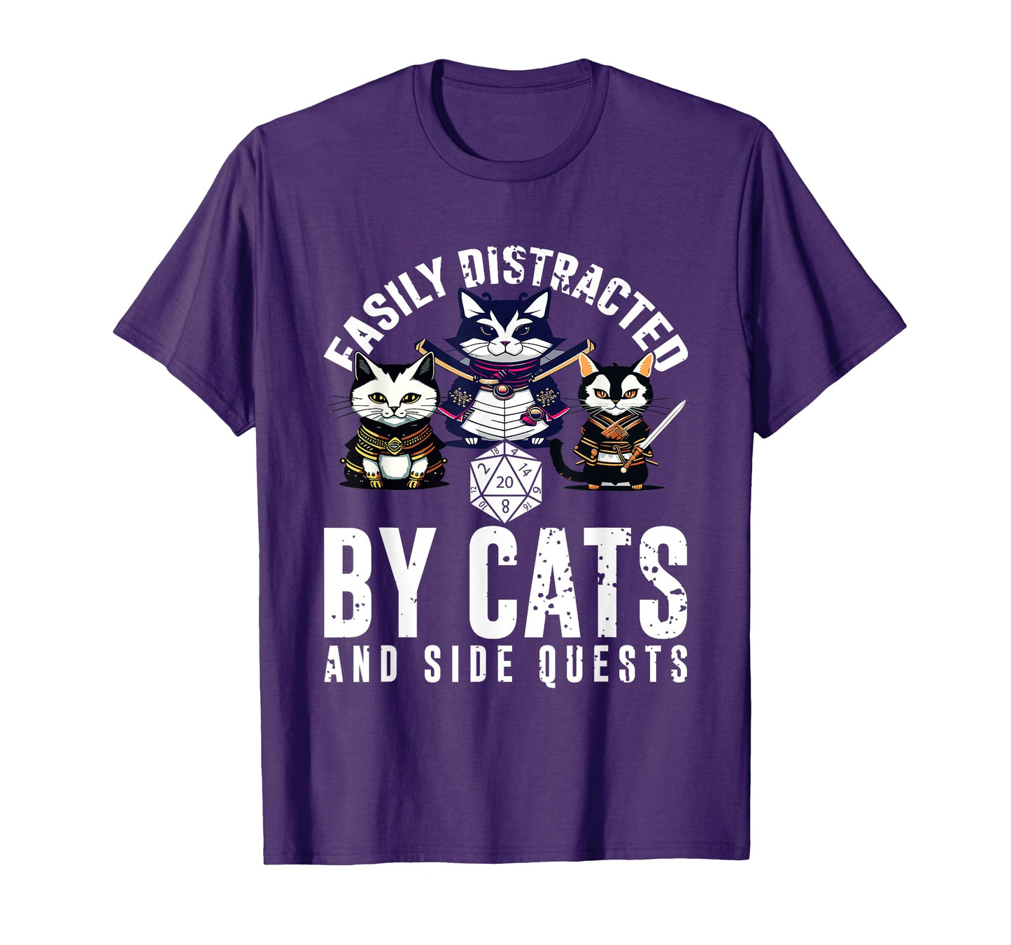 Cats Side Quest Easily Distracted Side Quests Gaming Dice T-Shirt
