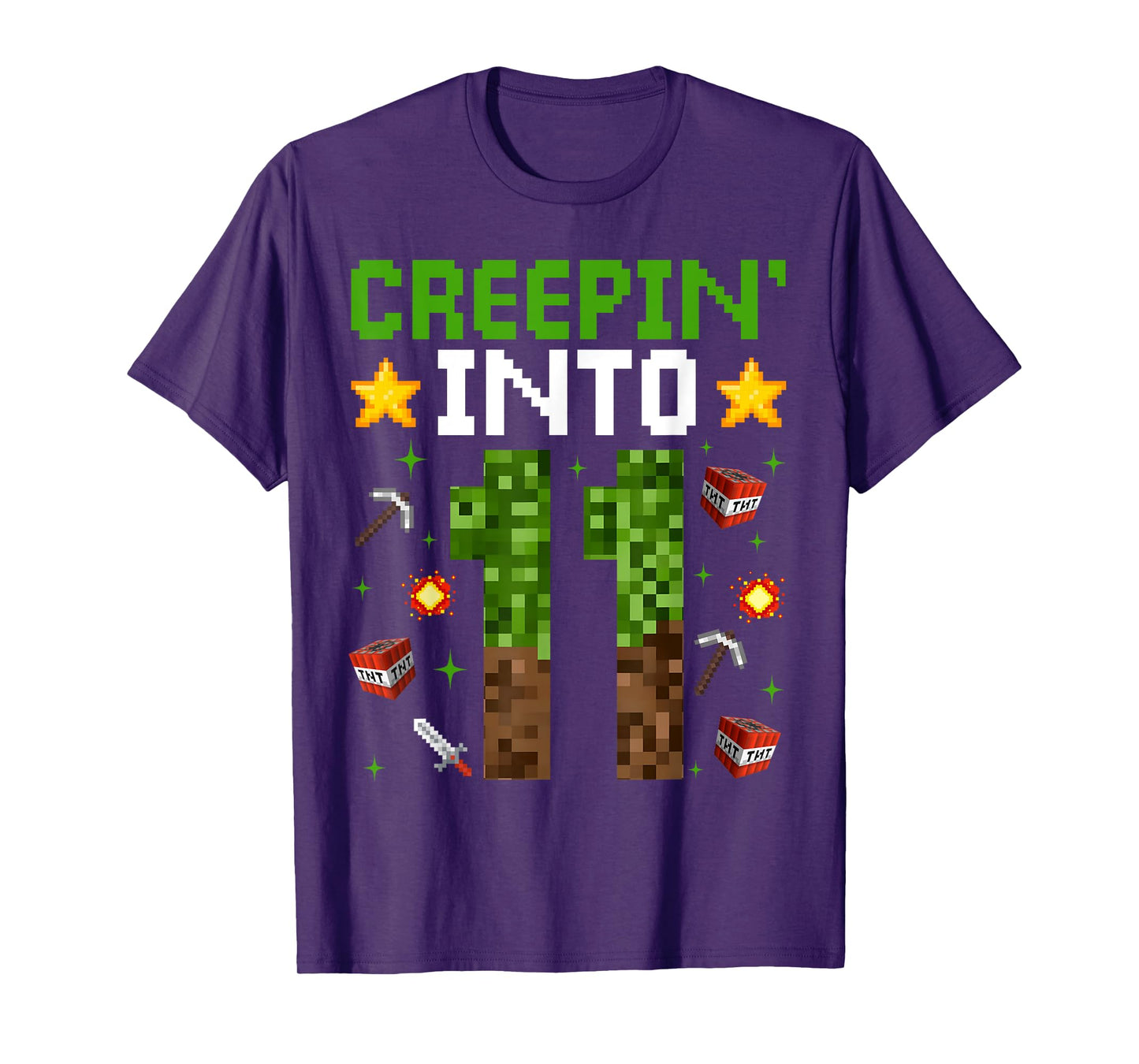 11th Birthday Gamer Pixel Creepin’ Into 11 Video Game Party T-Shirt