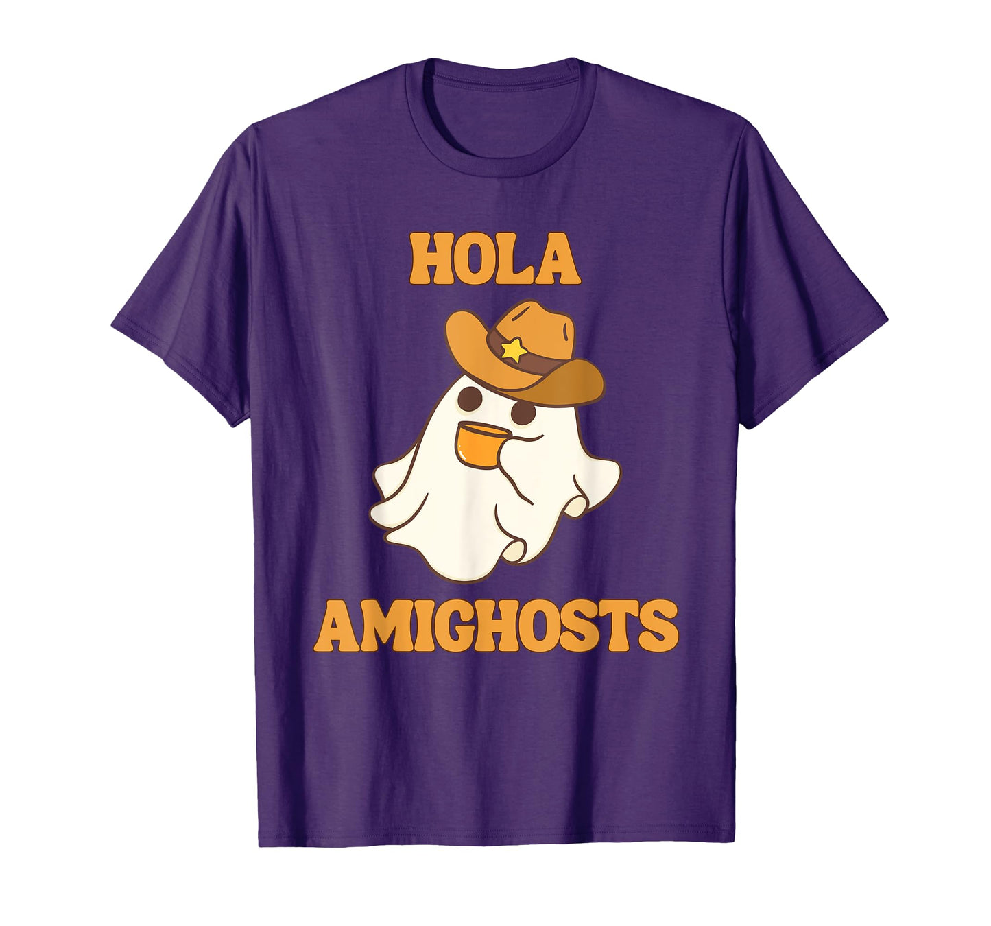 Hola Amighosts Funny Spanish Halloween Cowboy Ghost T-Shirt