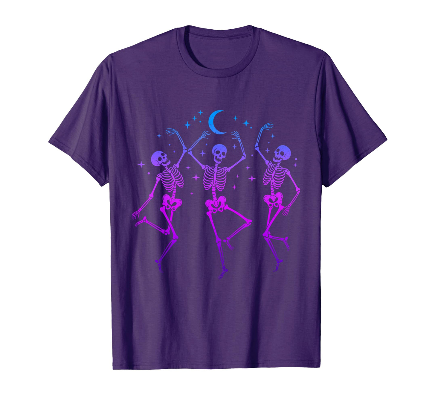 Dancing Skeletons Moonlit Night Halloween Spooky Fun T-Shirt