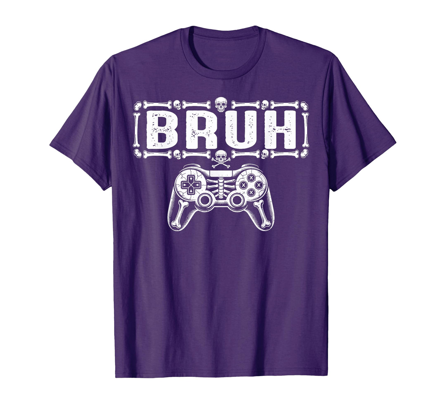 Halloween Skeleton Gamer Bruh Funny Video Gaming Boys Kids T-Shirt