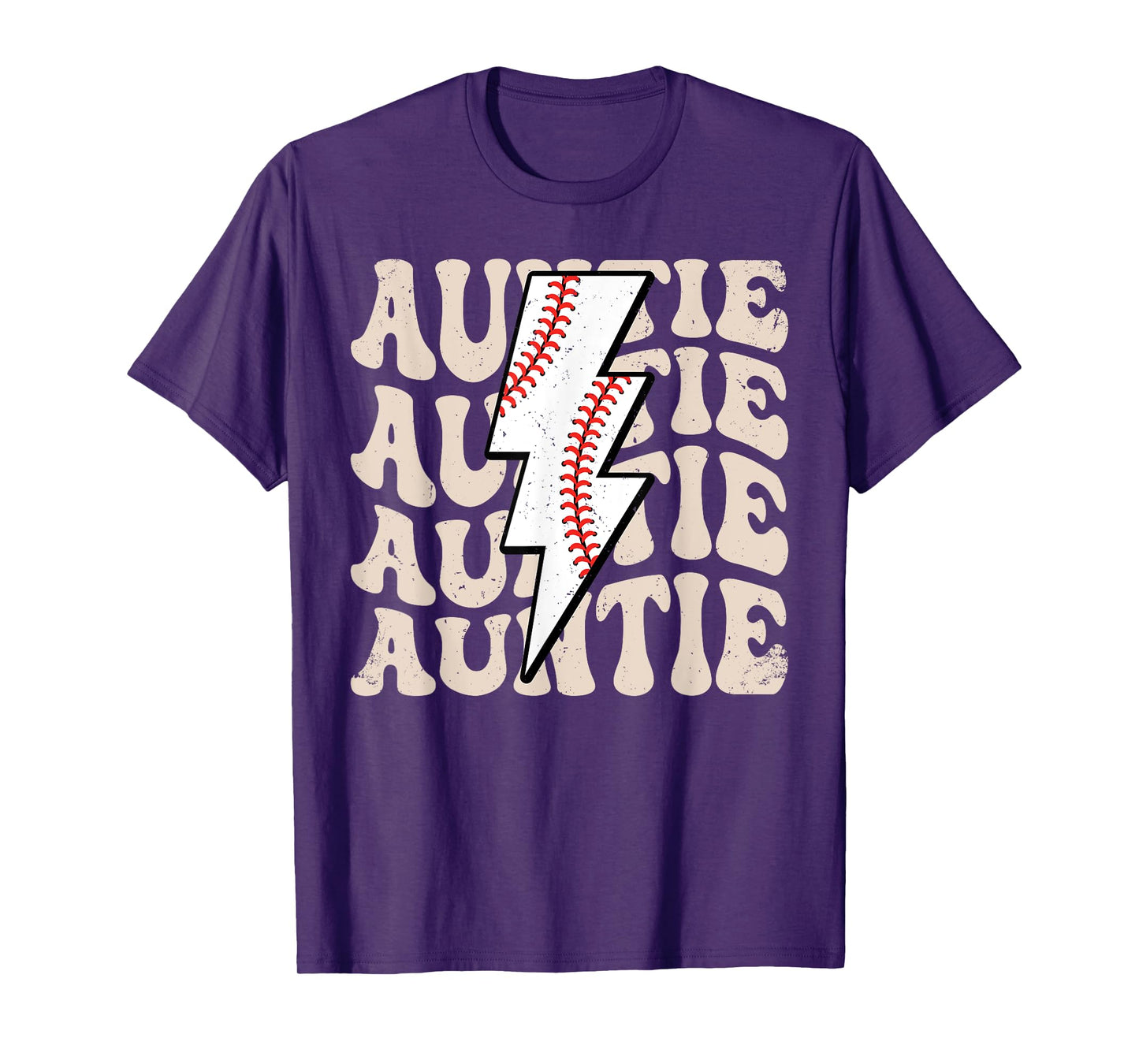 Lightning Groovy Proud Aunt Baseball Auntie Family Matching T-Shirt