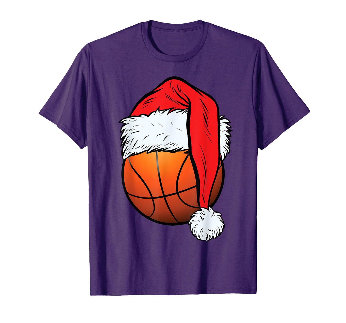 Christmas Basketball Ball Santa Hat Xmas Boys Men Sport T-Shirt