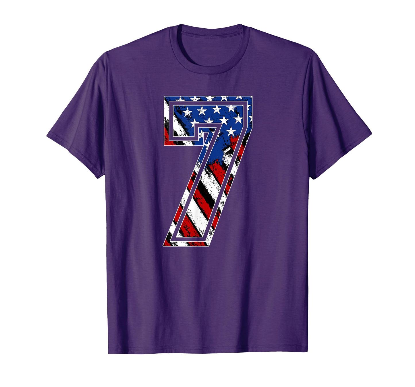 Number 7 Red White and Blue American Flag #7 Jersey Shirt T-Shirt