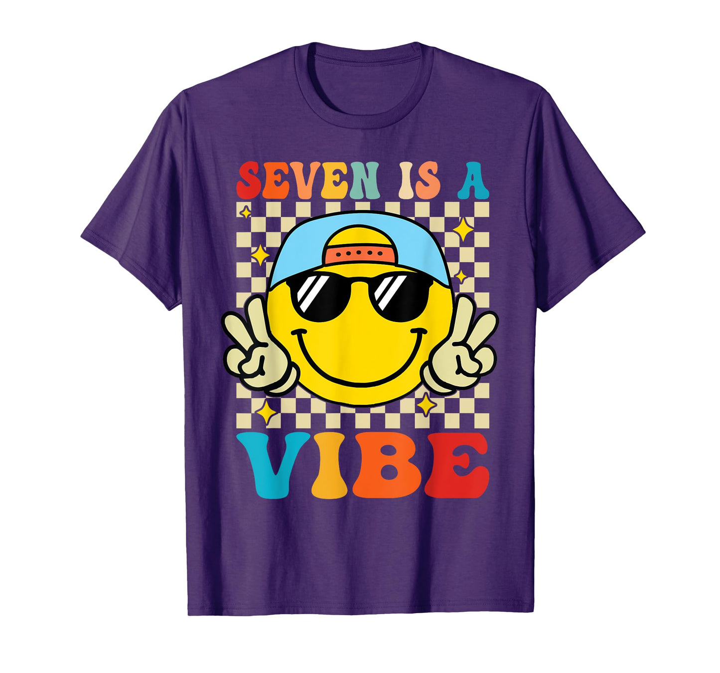Seven Is A Vibe 7th Birthday Groovy Boys Girls 7 Years Old T-Shirt
