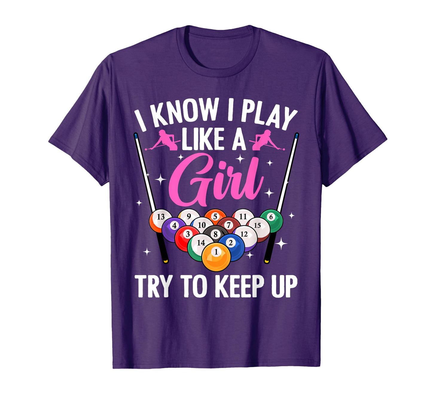 Funny Billiards Design For Women Girls Pool Billiard Player T-Shirt