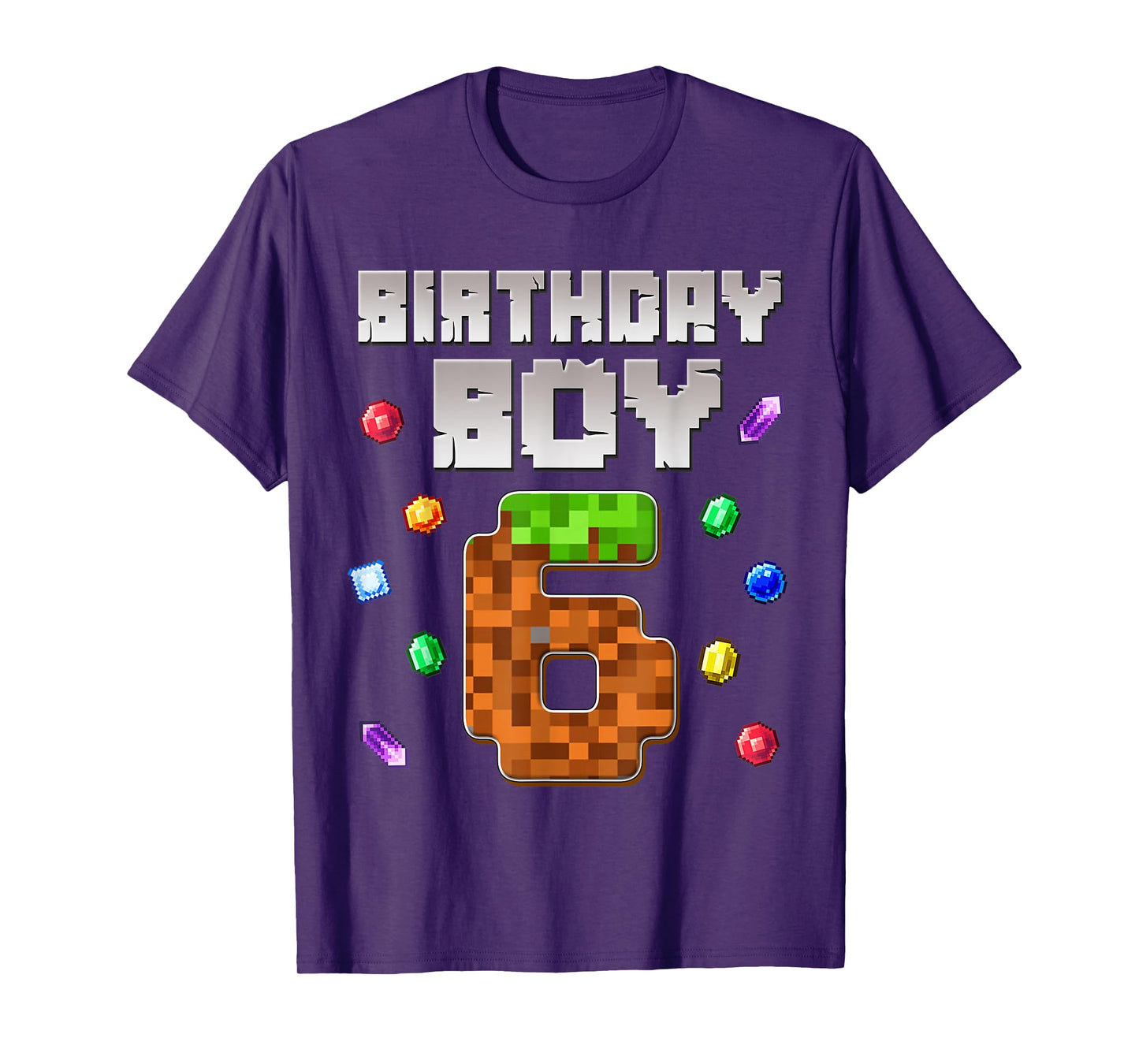 Birthday Boy Kids 6th Birthday 6 Year Old Gamer Pixel T-Shirt
