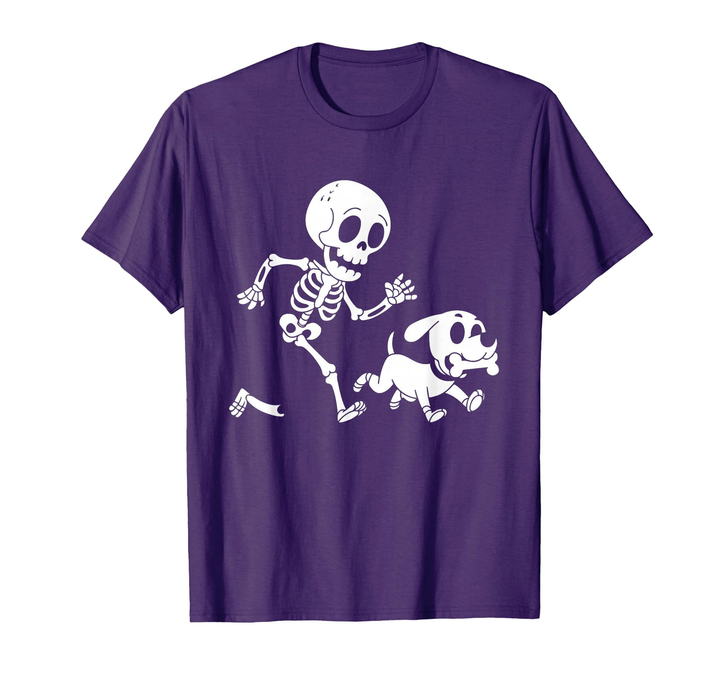 Skeleton With Dog Halloween Funny Humor Joke Men Women Kids T-Shirt