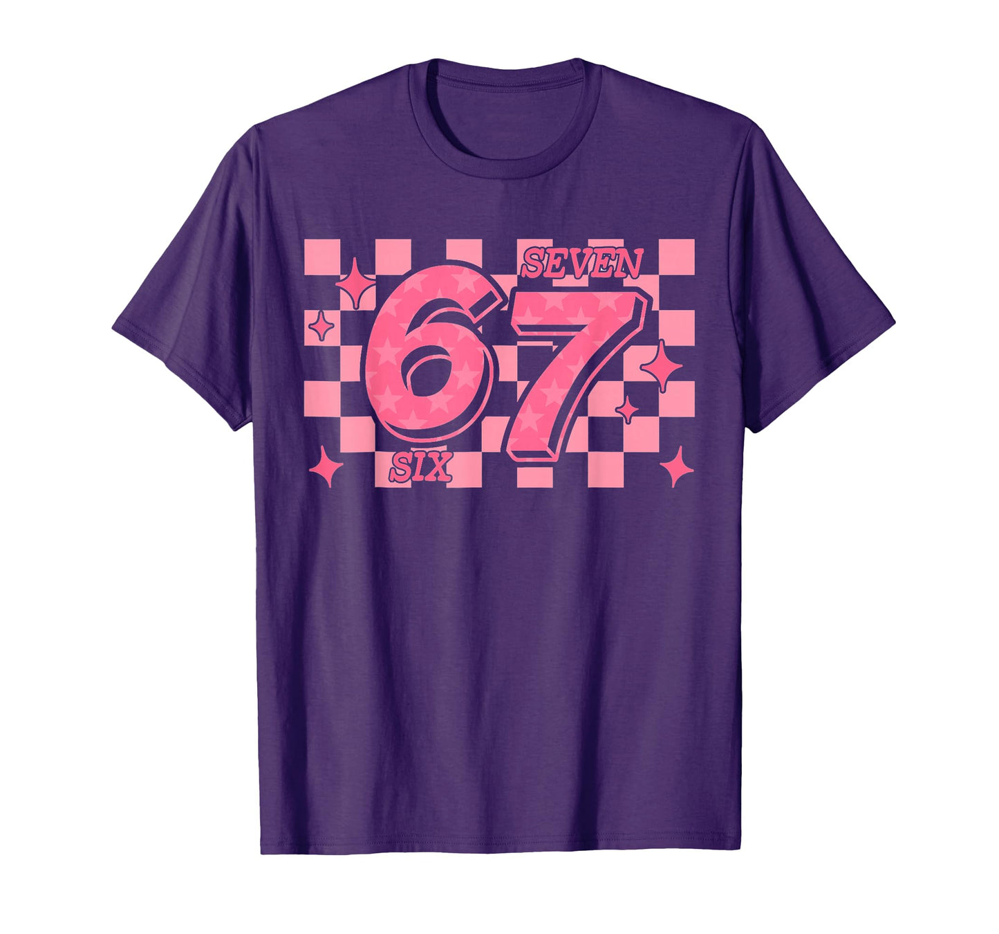 67 Meme six Seven Checkered T-Shirt