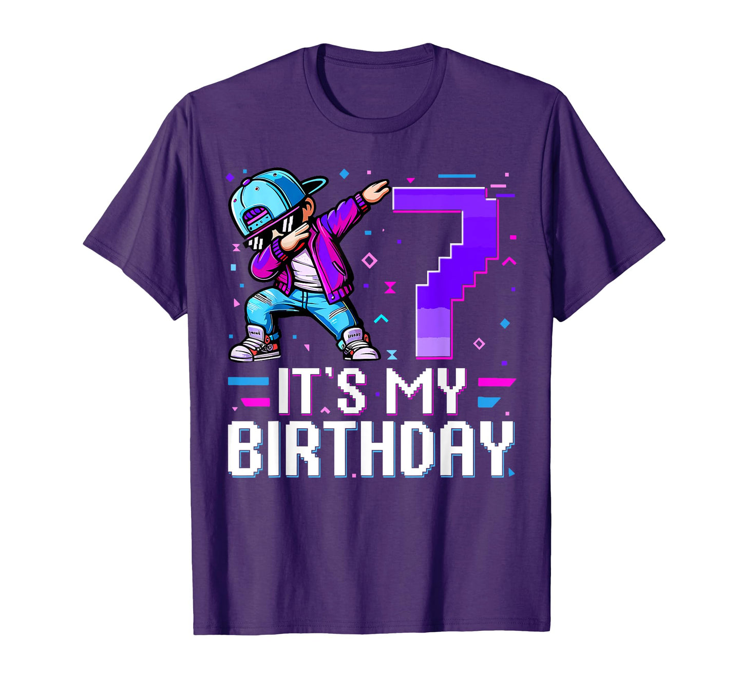 It's My Birthday 7th Birthday Boy Dabbing 7 Year Old Gaming T-Shirt