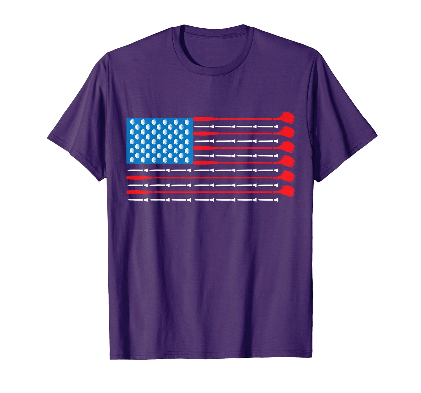 Patriotic Golf Shirt - USA Flag Golf Clubs & Golf Balls Tee T-Shirt
