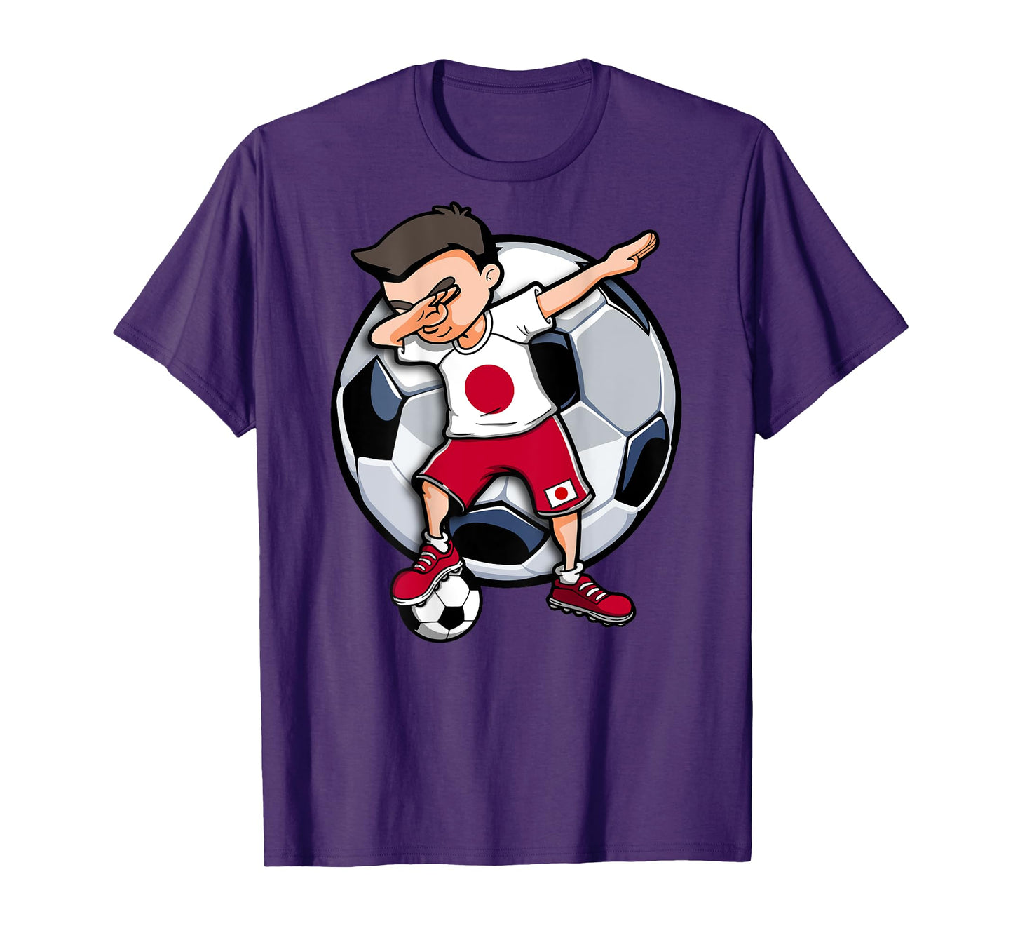 Dabbing Soccer Boy Japan Football Fans Jersey Japanese Flag T-Shirt