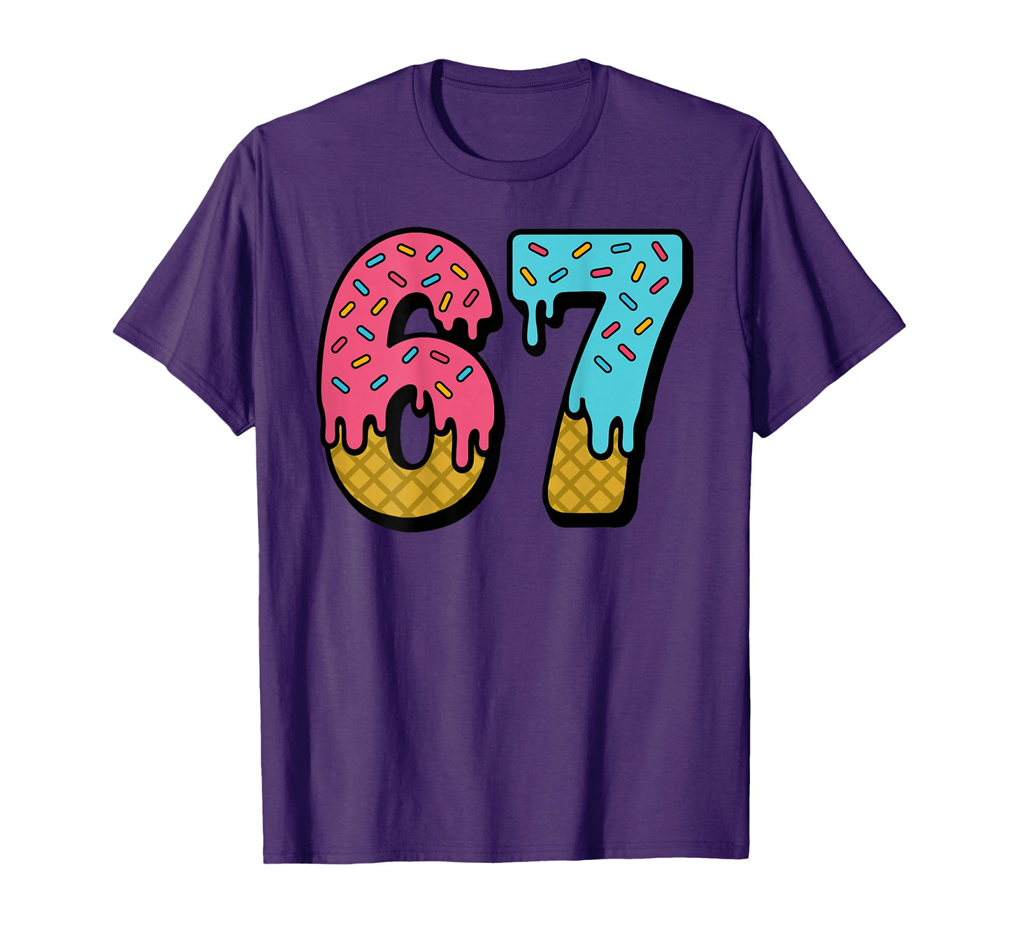 67 Ice Cream Drip Meme Six Seven Game Day (On Back) T-Shirt