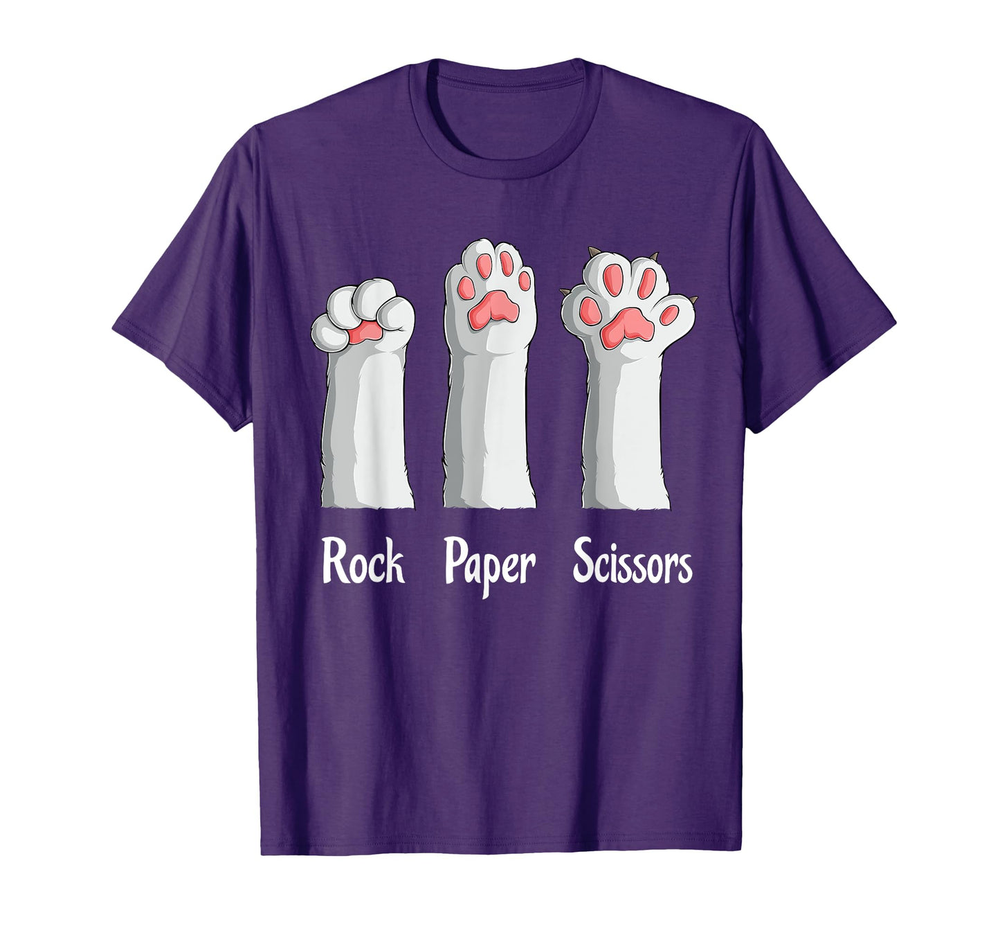 Funny Cat Rock Paper Scissors Hand Game Cute Paw Kitten Kids T-Shirt