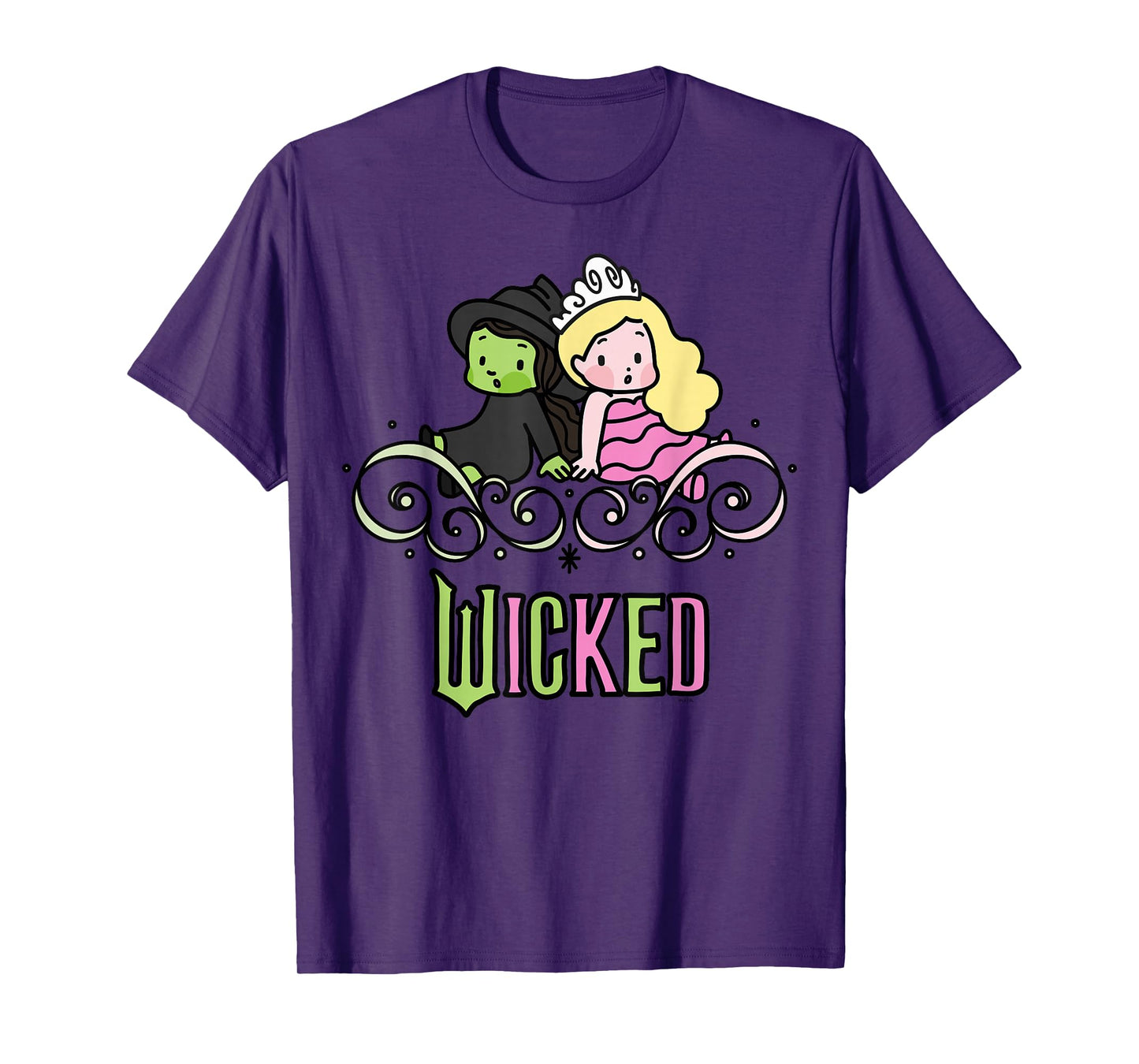 Wicked Elphaba & Glinda Together Playful Cartoon Style T-Shirt