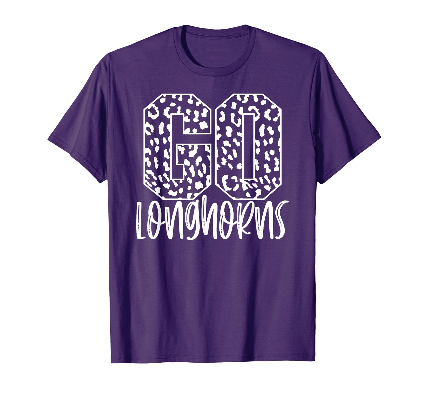 Longhorns Team Mascot School Spirit Game Night Leopard Print T-Shirt