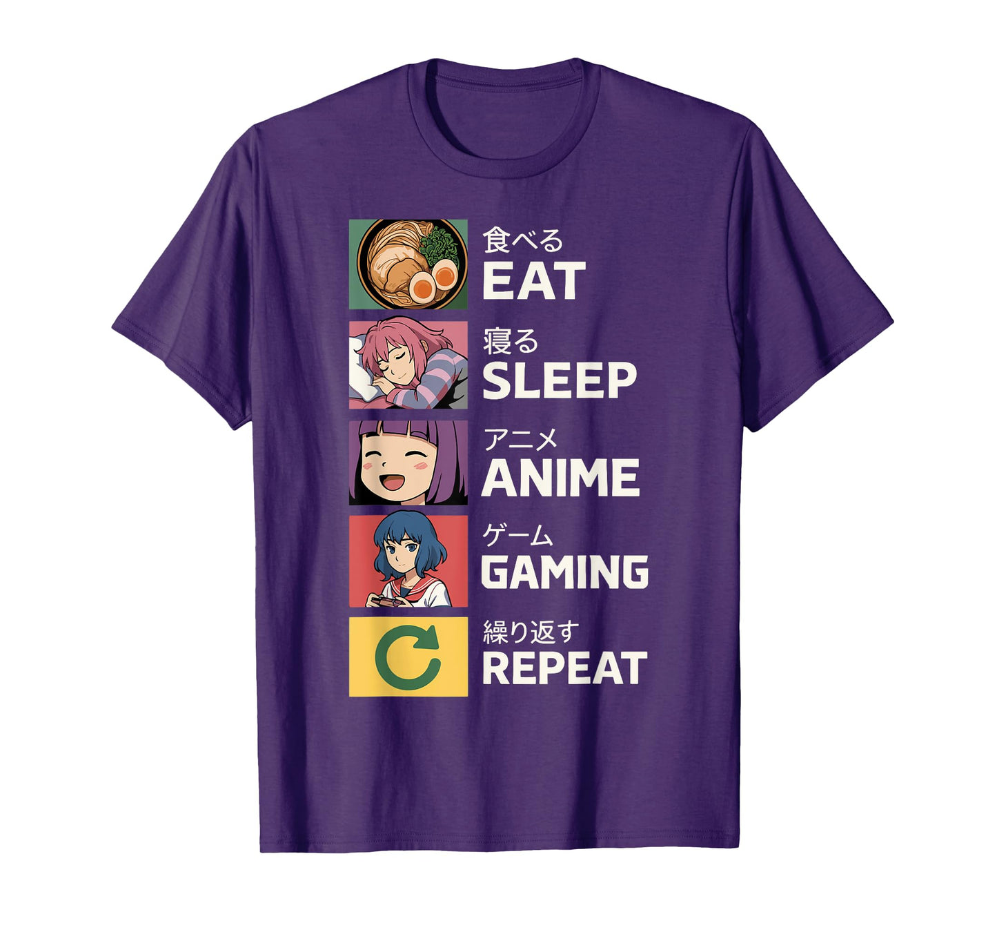 Eat Sleep Anime Gaming Repeat T-Shirt