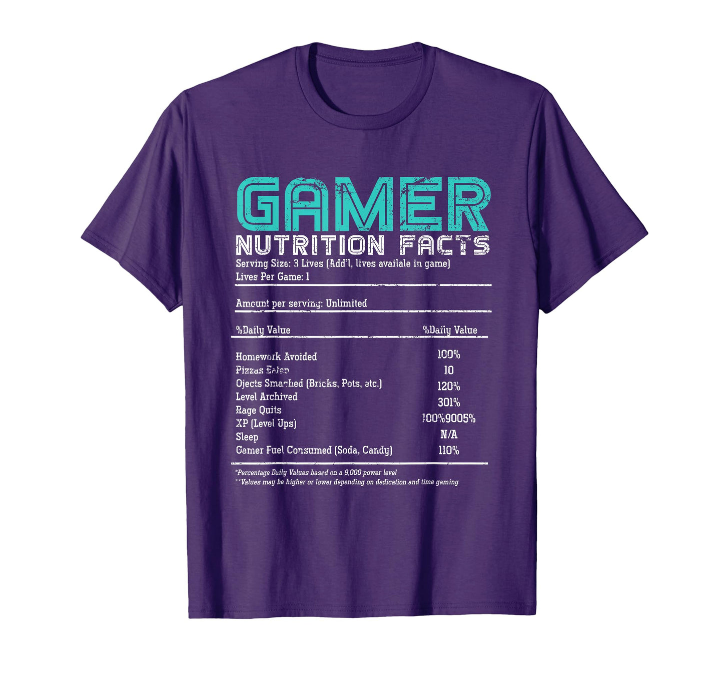 Video Gaming Funny Gamer Nutrition Facts Gift Gamer T-Shirt