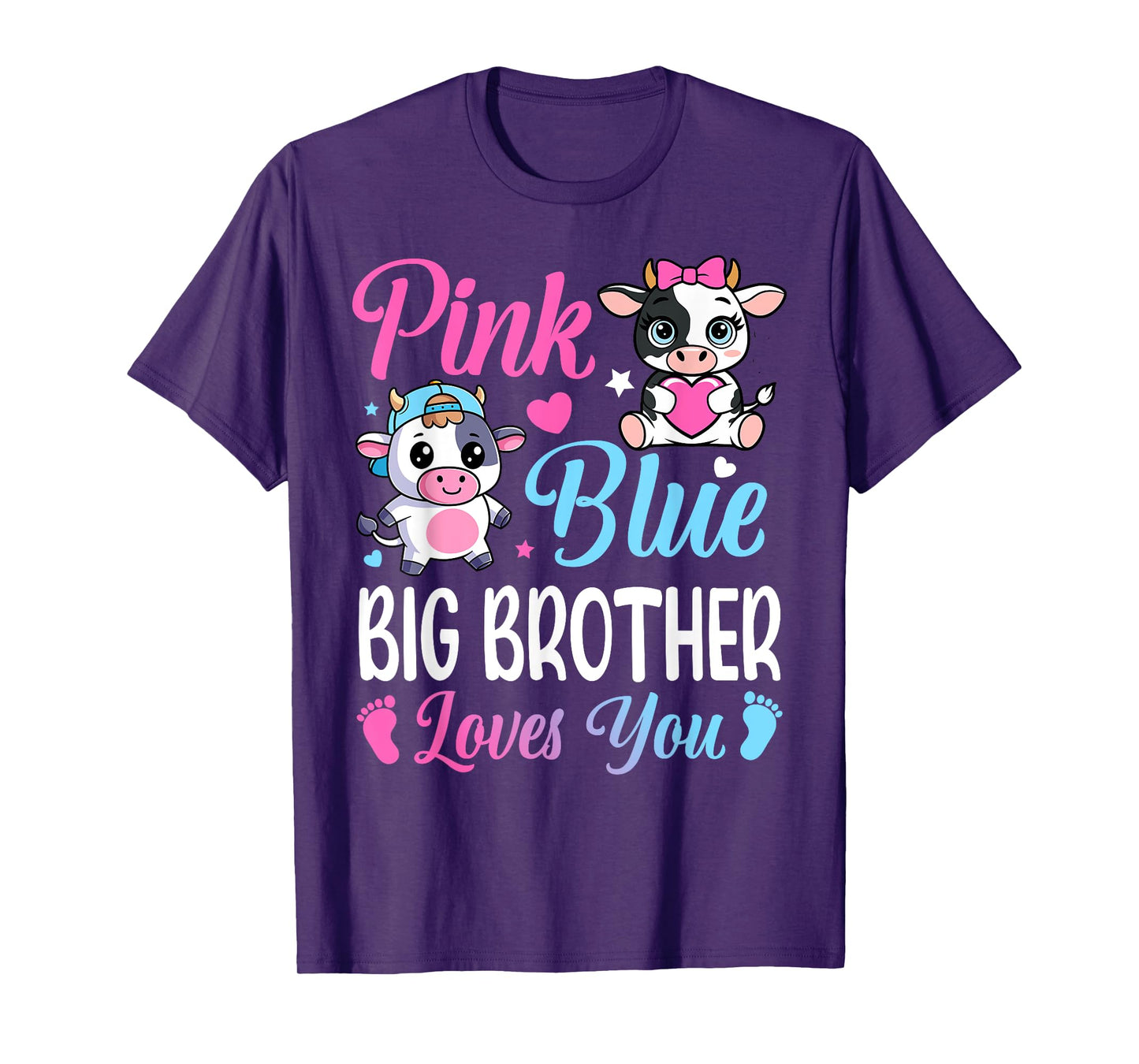 Pink Or Blue Big Brother Loves You Cow Gender Reveal Family T-Shirt