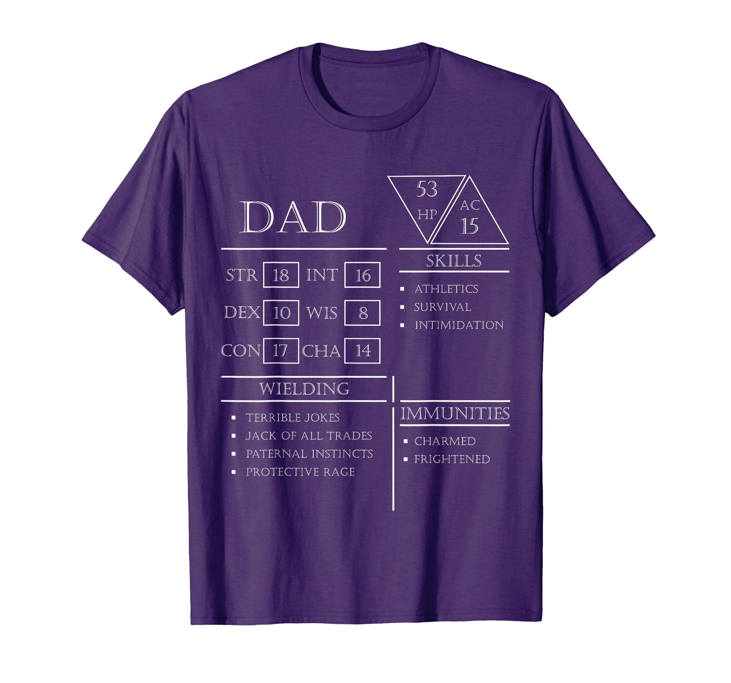 Roleplaying Dice Gamer Dragon Dad Stat Skills Wielding T-Shirt