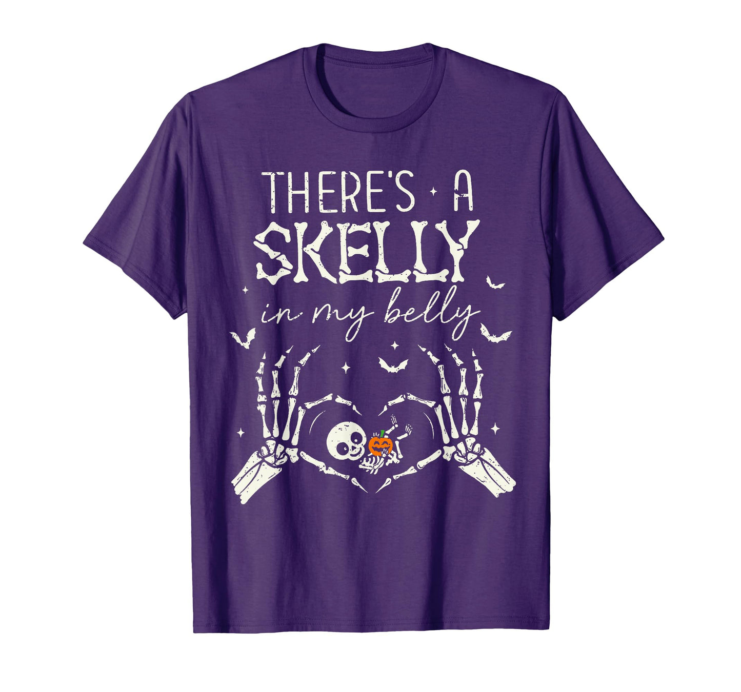 There's A Skelly in My Belly Funny Halloween Pregnancy Women T-Shirt