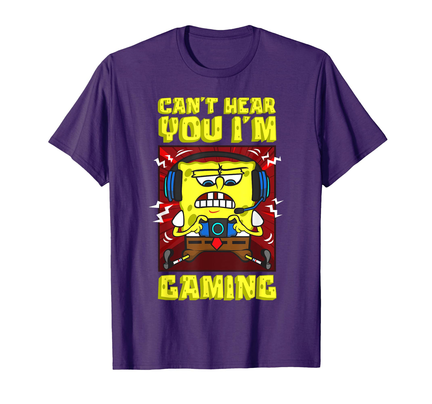 Mademark x SpongeBob SquarePants - SpongeBob Can’t Hear You I'm Gaming Video Games Players Fun T-Shirt