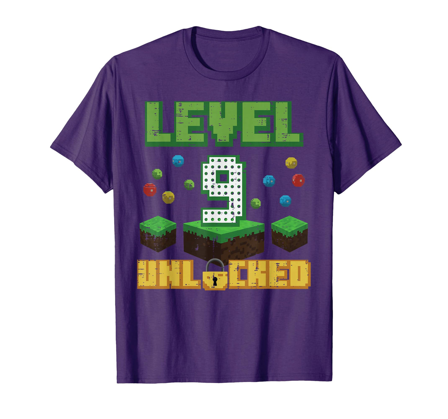 Level 9 Unlocked Pixel Gamer 9th Birthday Gaming Boys Kids T-Shirt